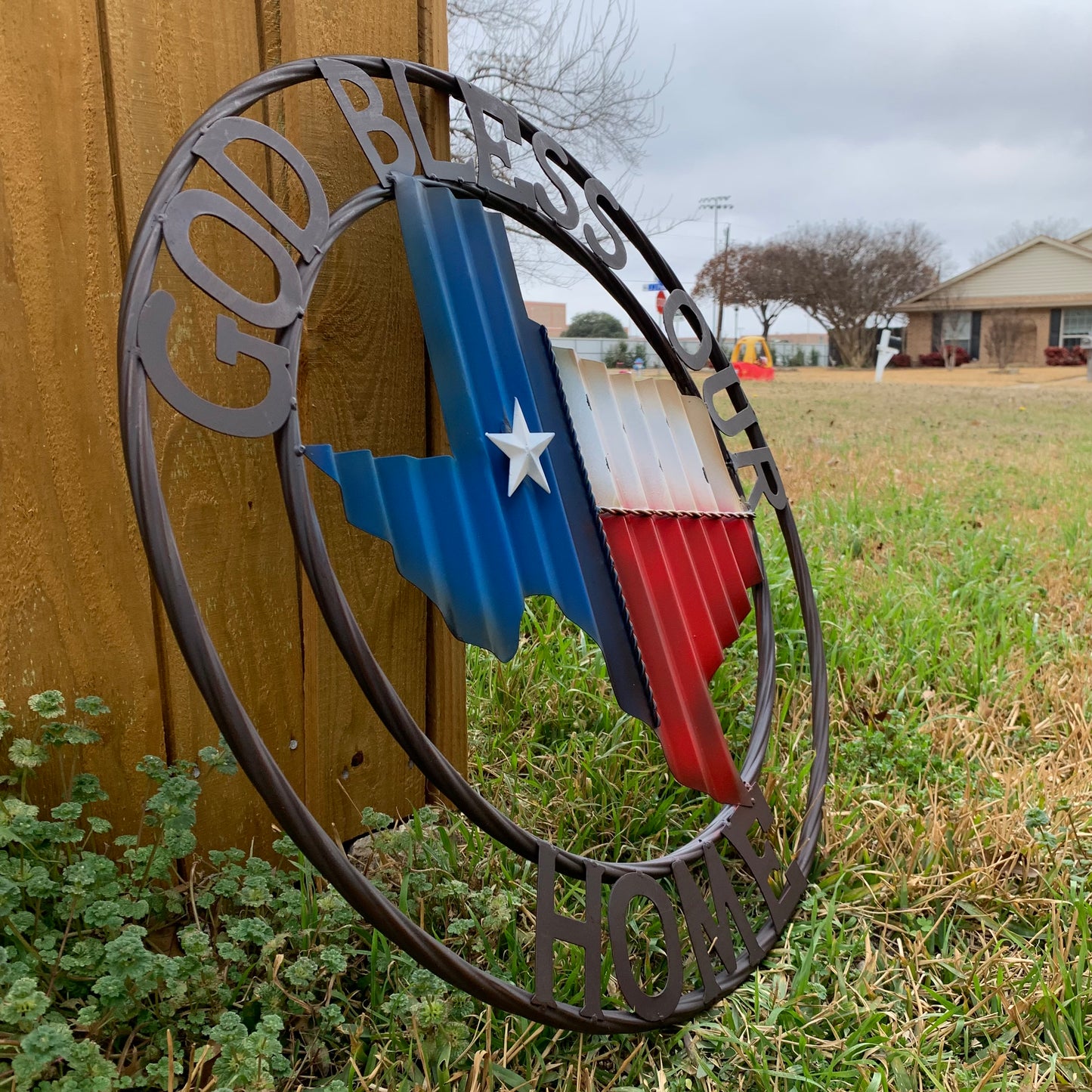 24" WAVY GOD BLESS PUR HOME STATE OF TEXAS METAL CRAFT SIN WESTERN HOME DECOR HANDMADE NEW #EH12970