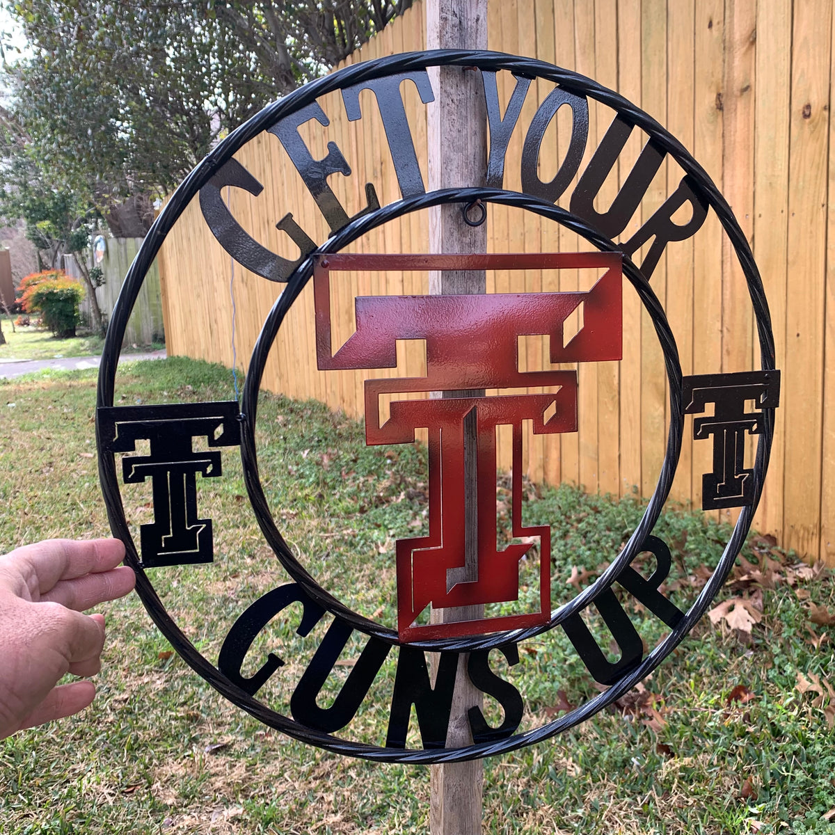 12", 18", 24", 32" GET YOUR GUNS UP TEXAS TECH CUSTOM METAL VINTAGE CRAFT TEAM SIGN