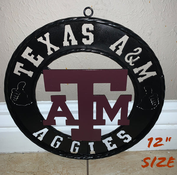 GIGEM AGGIES TEXAS A&M CUSTOM METAL VINTAGE CRAFT TEAM SIGN WESTERN HOME DECOR HANDMADE