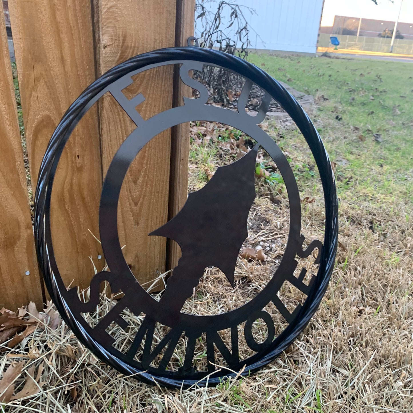 12", 18", 24", 32" FSU SEMINOLES FLORIDA STATE SPEAR CUSTOM METAL VINTAGE CRAFT TEAM SIGN RUSTIC BLACK HANDMADE