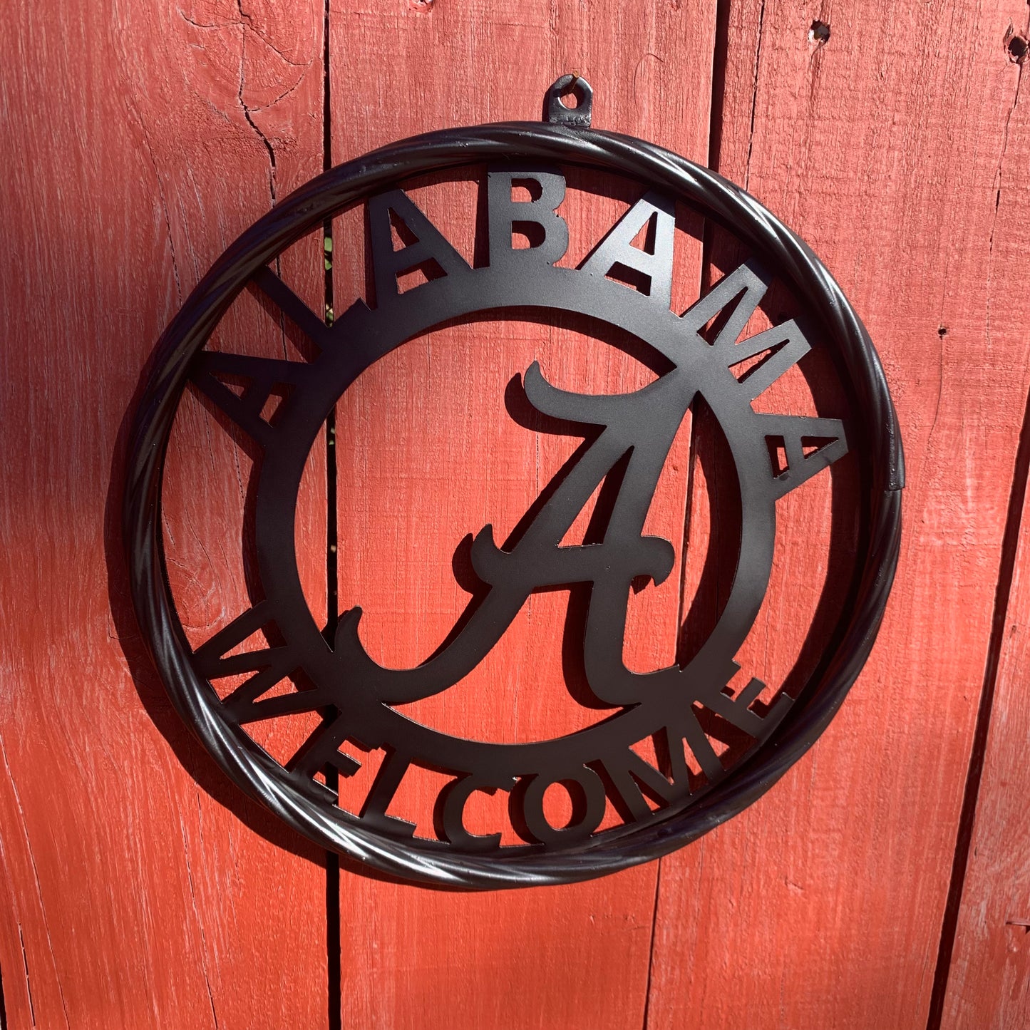 ALABAMA WELCOME CUSTOM ALL BLACK METAL VINTAGE SIGN TEAM HANDMADE