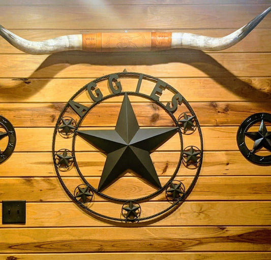 AGGIES TEXAS A&M 24",32",36" BARN STAR RUSTIC BLACK METAL LONE STAR CUSTOM METAL VINTAGE CRAFT TEAM STAR WESTERN HOME DECOR HANDMADE #EH10816
