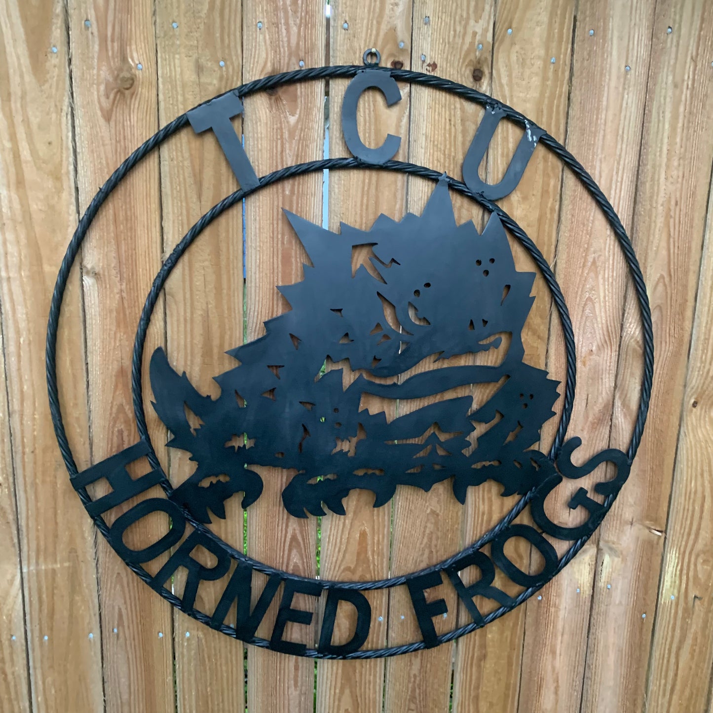 TCU HORNED FROGS BLACK CUSTOM METAL VINTAGE CRAFT TEAM SIGN HANDMADE
