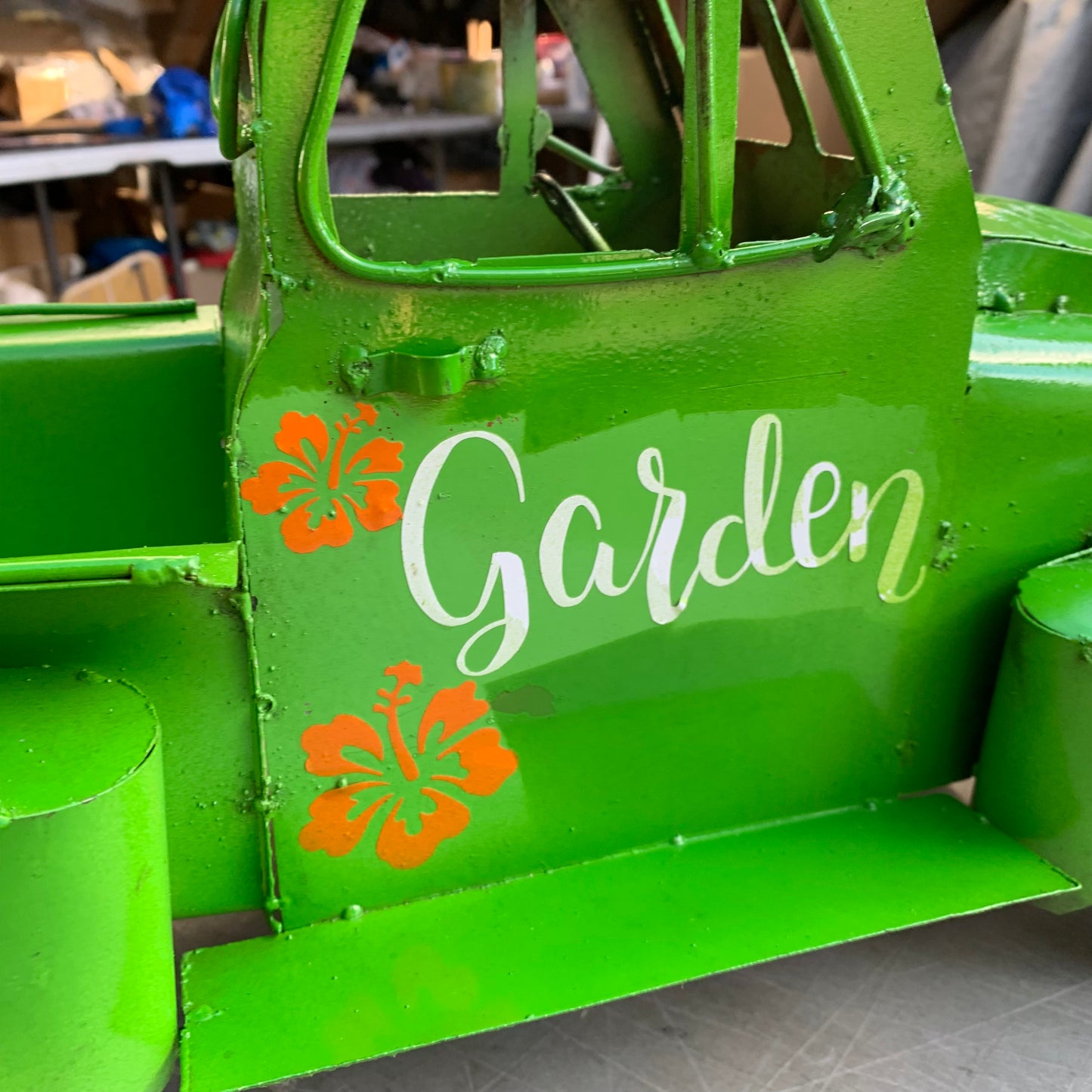 GARDEN GREEN 20" PICKUP TRUCK METAL ART GARDEN FIGURINE OUTDOOR & INDOOR GARDEN WESTERN HOME DECOR HANDMADE NEW SIZE 20"L x 10"W x 12" H #EH12523