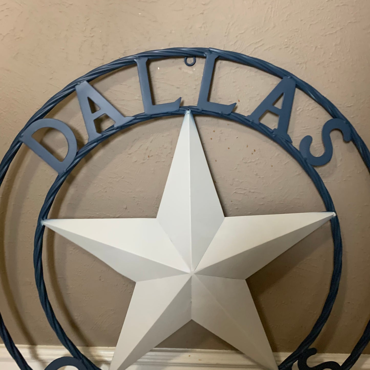 DALLAS COWBOYS STAR METAL BARN LONE STAR WESTERN HOME DECOR BLUE & WHITE STAR, SIZE:24",32",36",40",42",44",46",50"