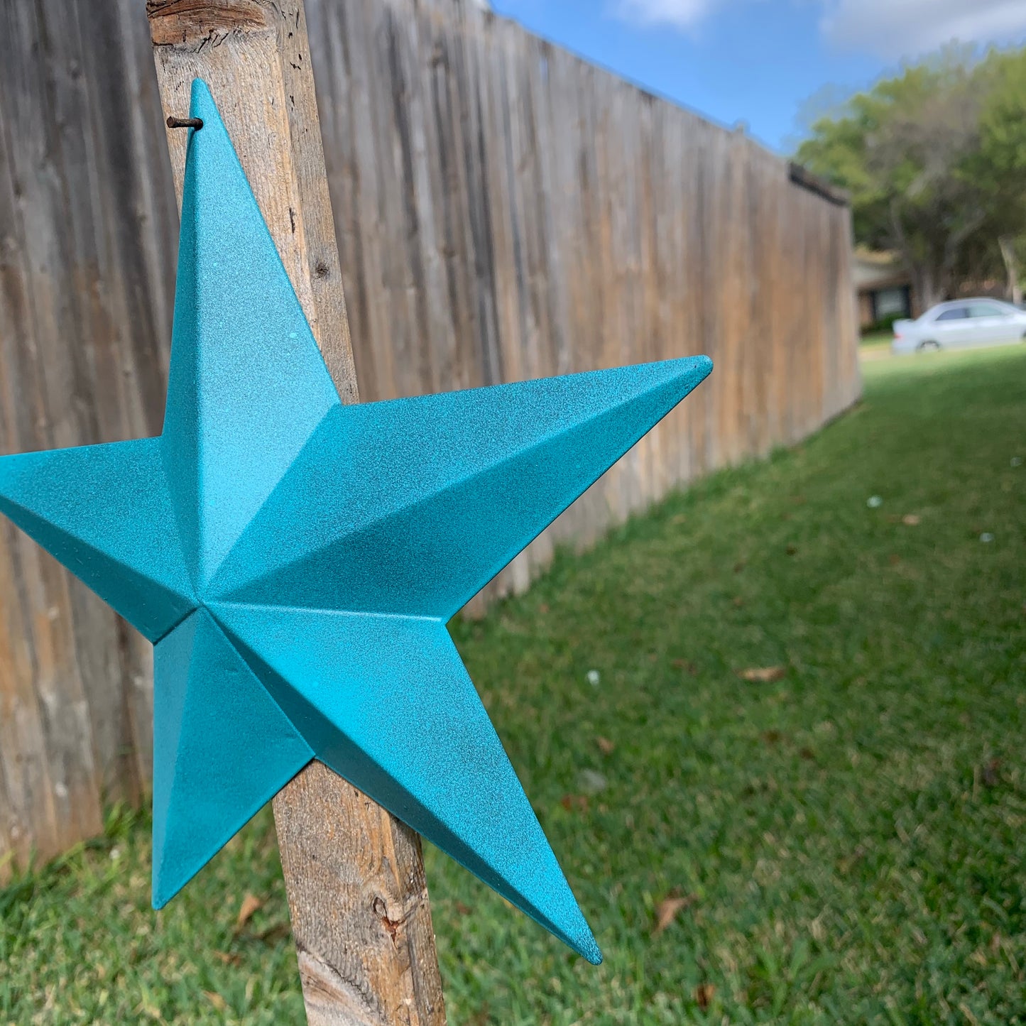 #EH10474 RUSTIC TURQUOISE DISTRESSED TWO TONE BARN METAL STAR WESTERN HOME DECOR ART NEW