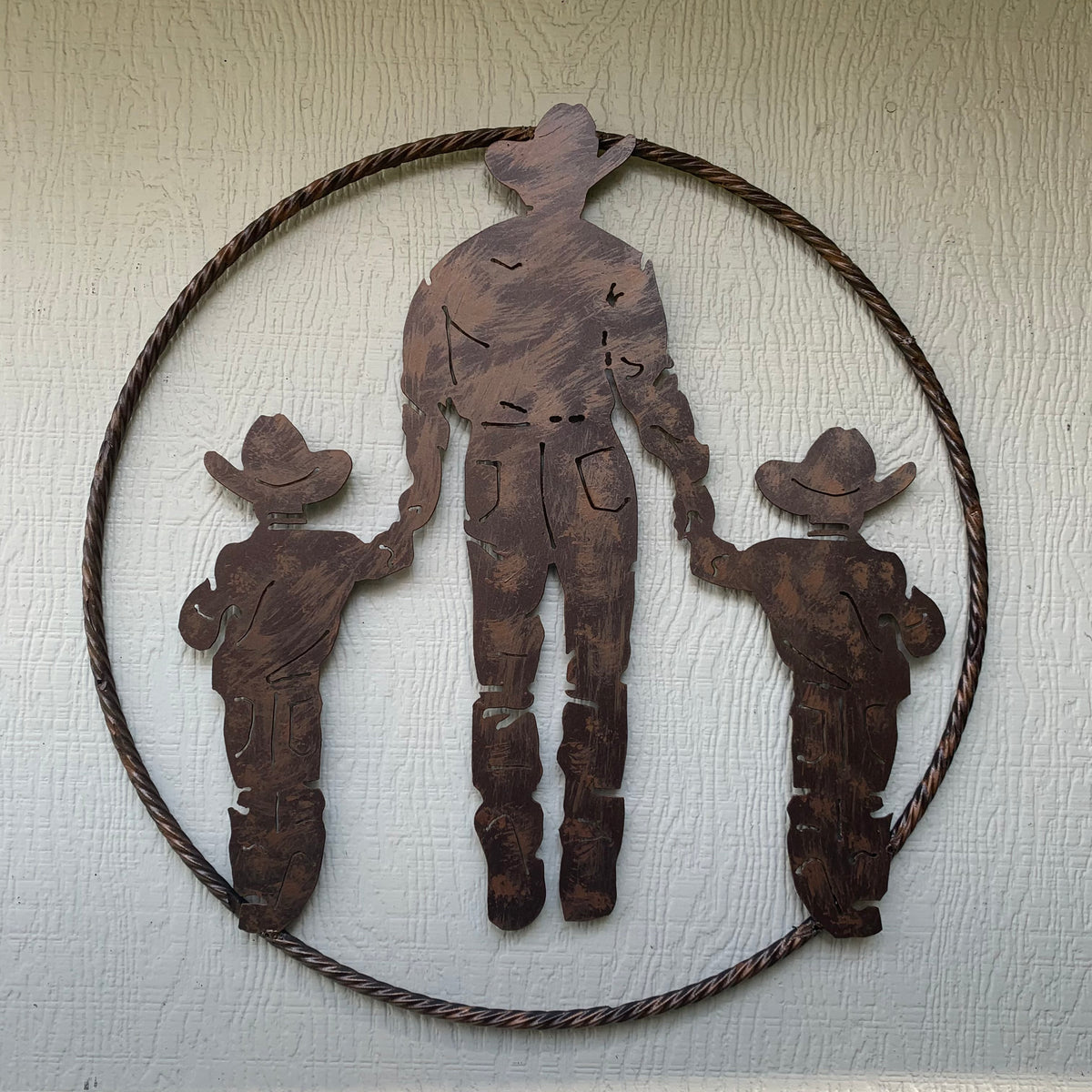 18",24" FATHER & 2 SON LASER CUT METAL WALL ART CUSTOM VINTAGE CRAFT RUSTIC BRONZE COPPER HAND MADE #EH13333