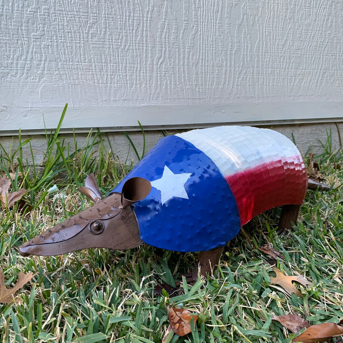 TEXAS FLAG ARMADILLO GARDEN ANIMAL SCULPTURE YARD ART METAL DECOR ORNAMENT PATRIOTIC DECOR HANDMADE #EH12220 30",22",14",10"