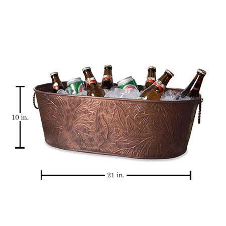 COPPER LEAF 21" OBLONG TUB BUCKET WESTERN HOME DECOR HANDMADE NEW #EH13004