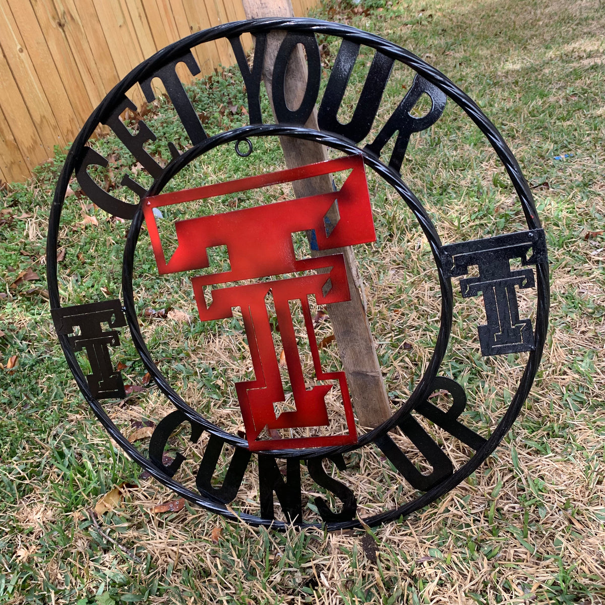 12", 18", 24", 32" GET YOUR GUNS UP TEXAS TECH CUSTOM METAL VINTAGE CRAFT TEAM SIGN