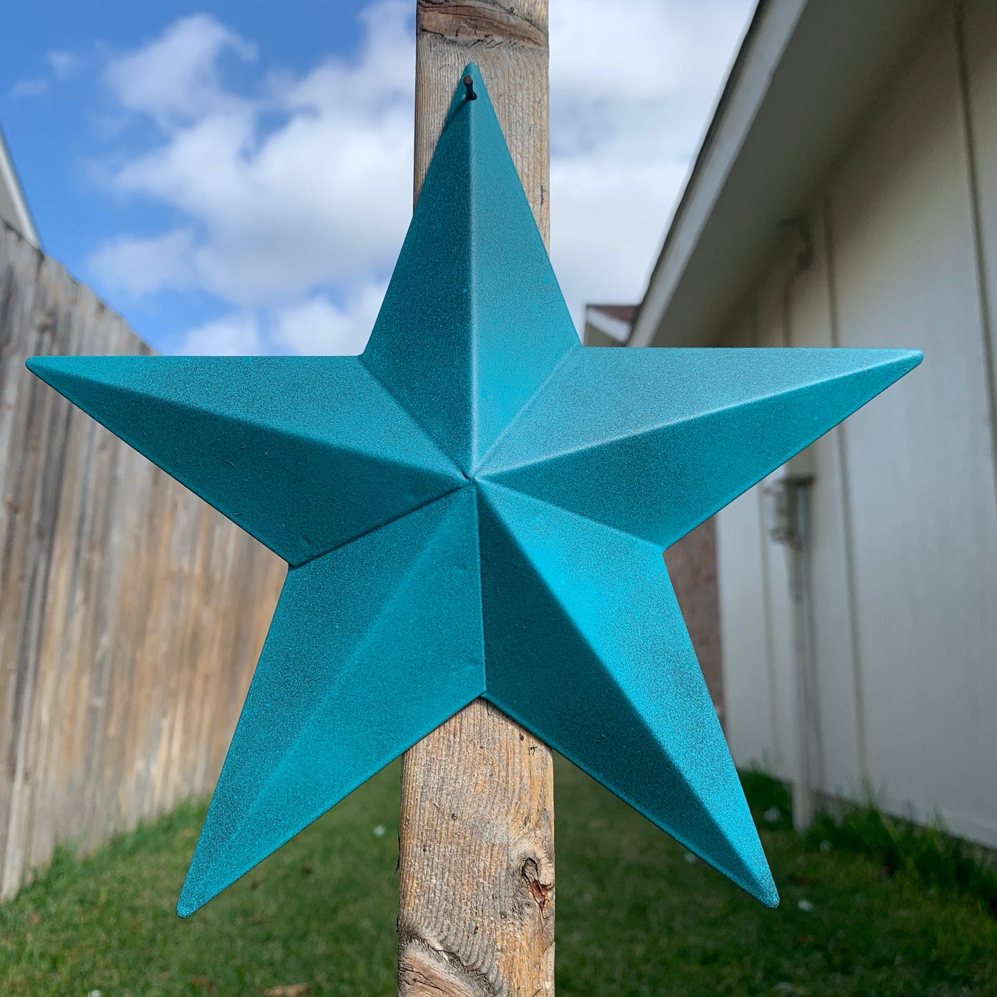 #EH10474 RUSTIC TURQUOISE DISTRESSED TWO TONE BARN METAL STAR WESTERN HOME DECOR ART NEW