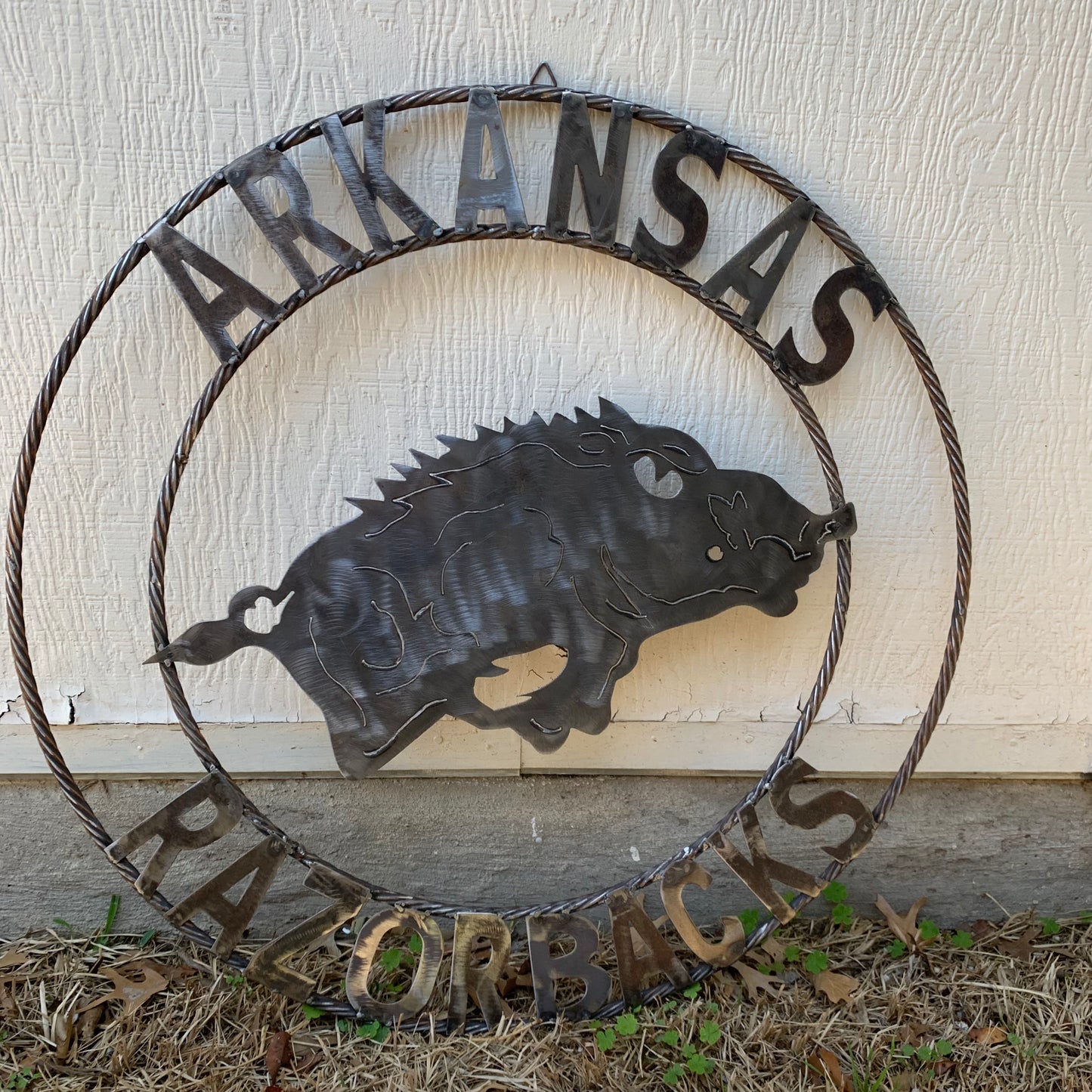 ARKANSAS RAZORBACKS CUSTOM RAW METAL VINTAGE CRAFT TEAM SIGN OFFICIAL LICENSED PRODUCT