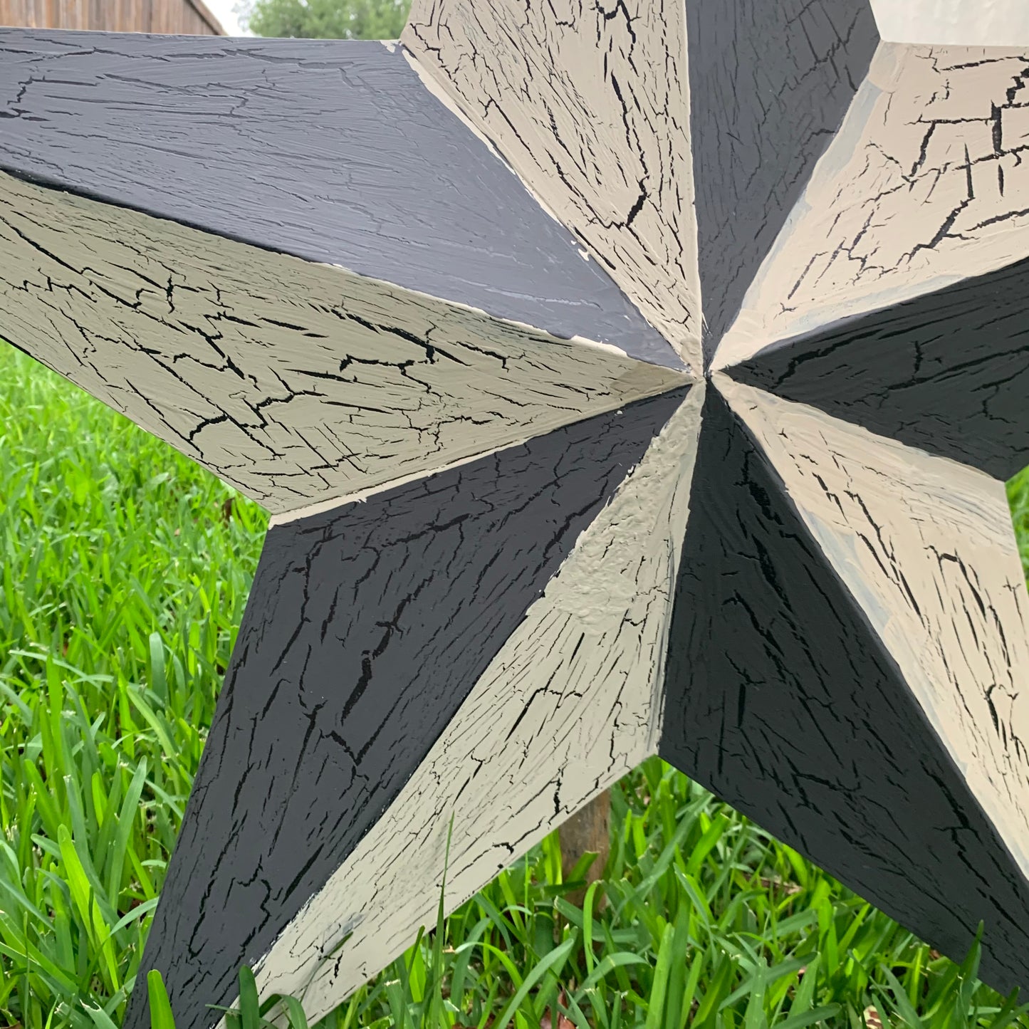 CRACKLE STYLE BEIGE & BLACK METAL BARN STAR METAL WALL ART WESTERN HOME DECOR RUSTIC NEW