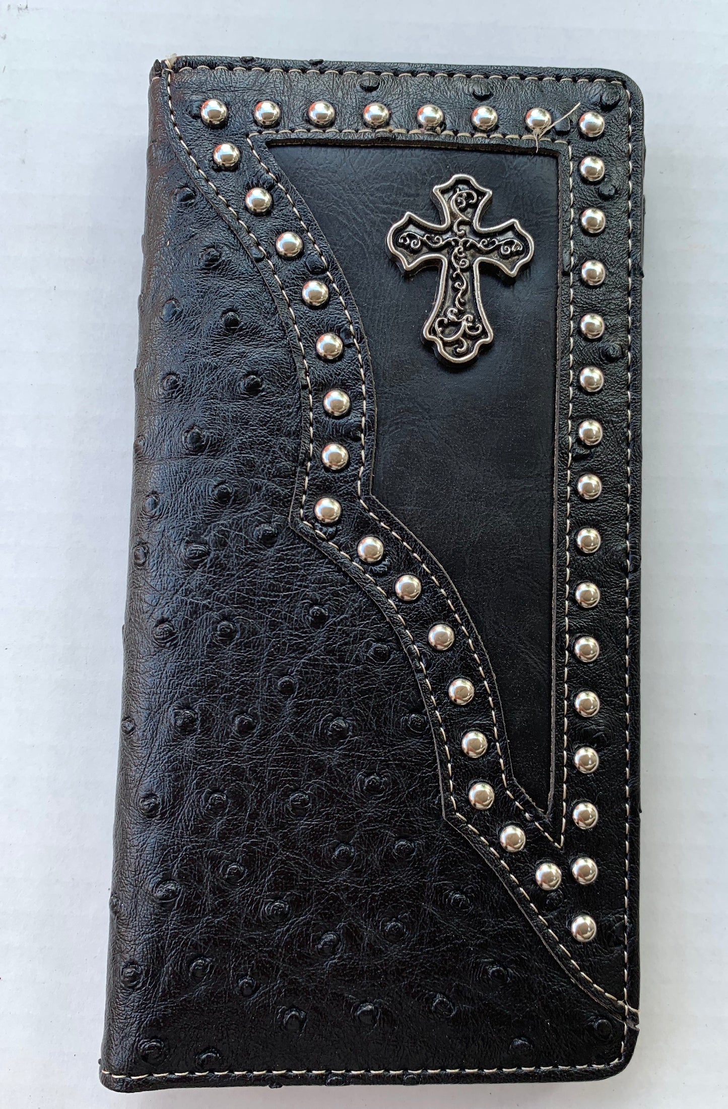 WESTERN CROSS CHECKBOOK BI FOLD MEN'S LEATHER BLACK WALLET