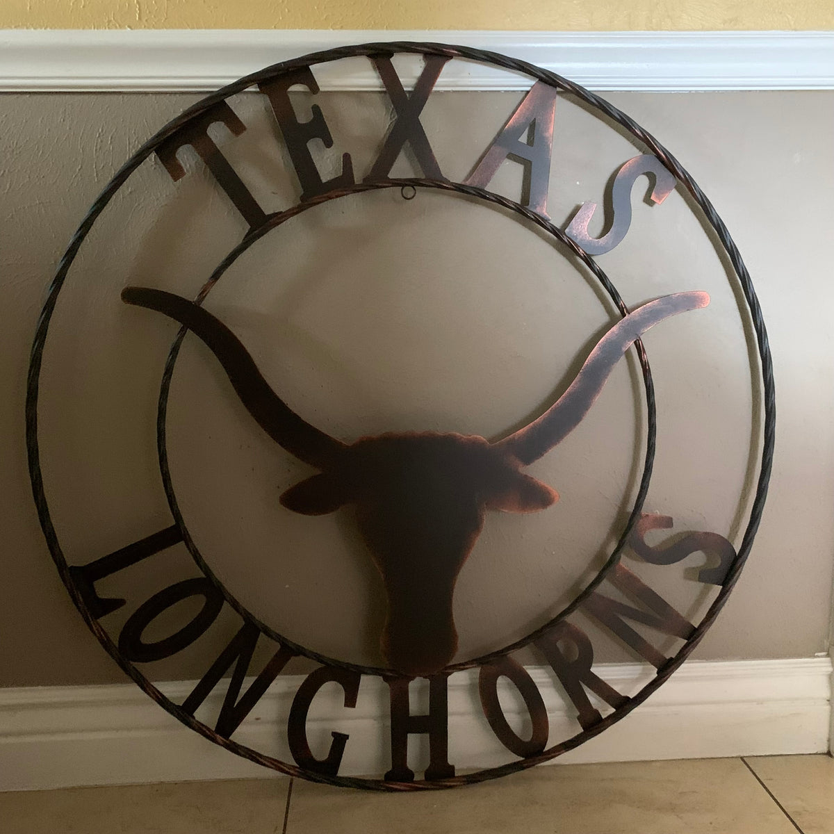 TEXAS LONGHORNS CUSTOM METAL VINTAGE CRAFT SIGN TEAM ART WESTERN HOME DECOR RUSTIC BRONZE HANDMADE #EH12565