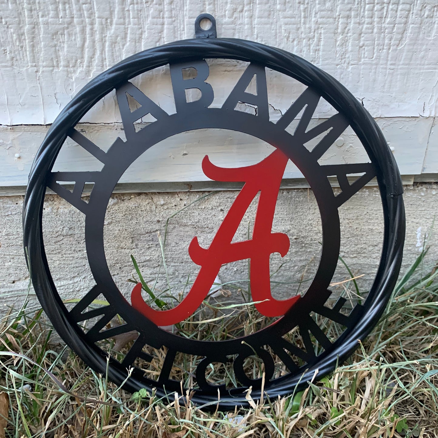 ALABAMA WELCOME RED & BLACK CUSTOM METAL VINTAGE SIGN TEAM HANDMADE