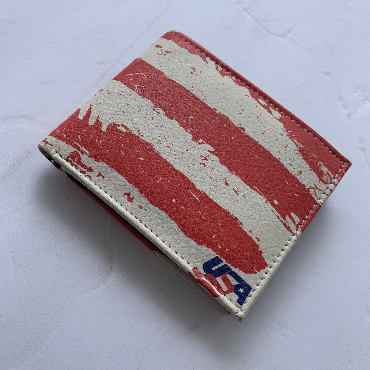 5" USA FLAG RED WHITE BLUE WALLET LEATHER BIFOLD WALLET NEW