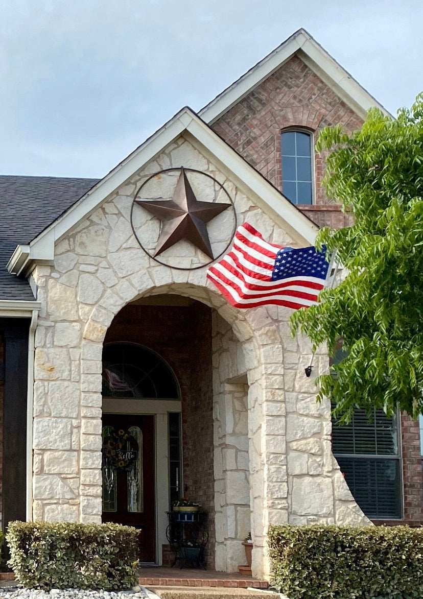 LONE STAR 48" METAL BARN STAR TWISTED ROPE RING RUSTIC BRONZE WESTERN HOME DECOR HANDMADE-#EH10014