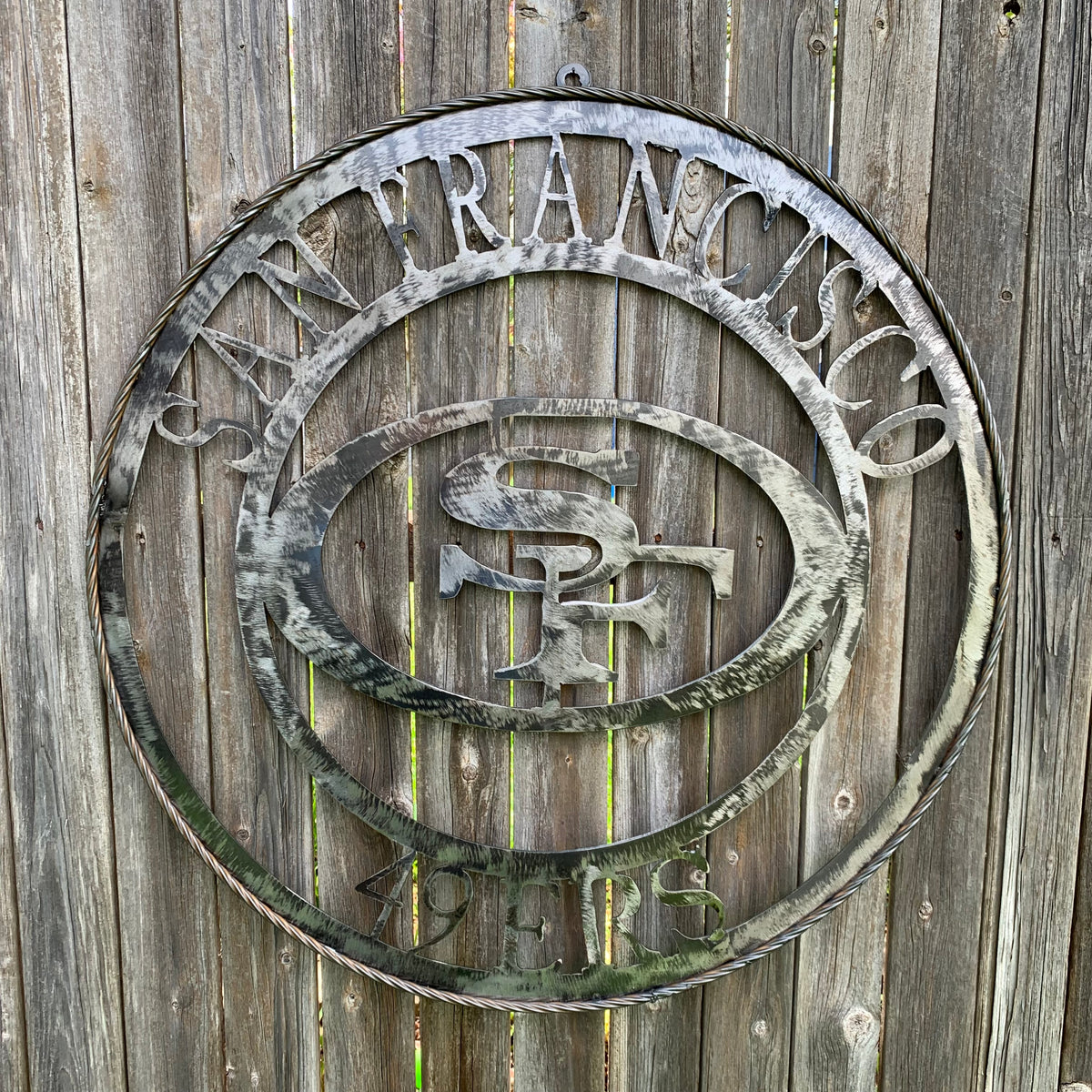 SAN FRANCISCO 49ERS METAL CUSTOM VINTAGE RAW METAL CRAFT TEAM SIGN HANDMADE 12",18",24",32",36",40",50"