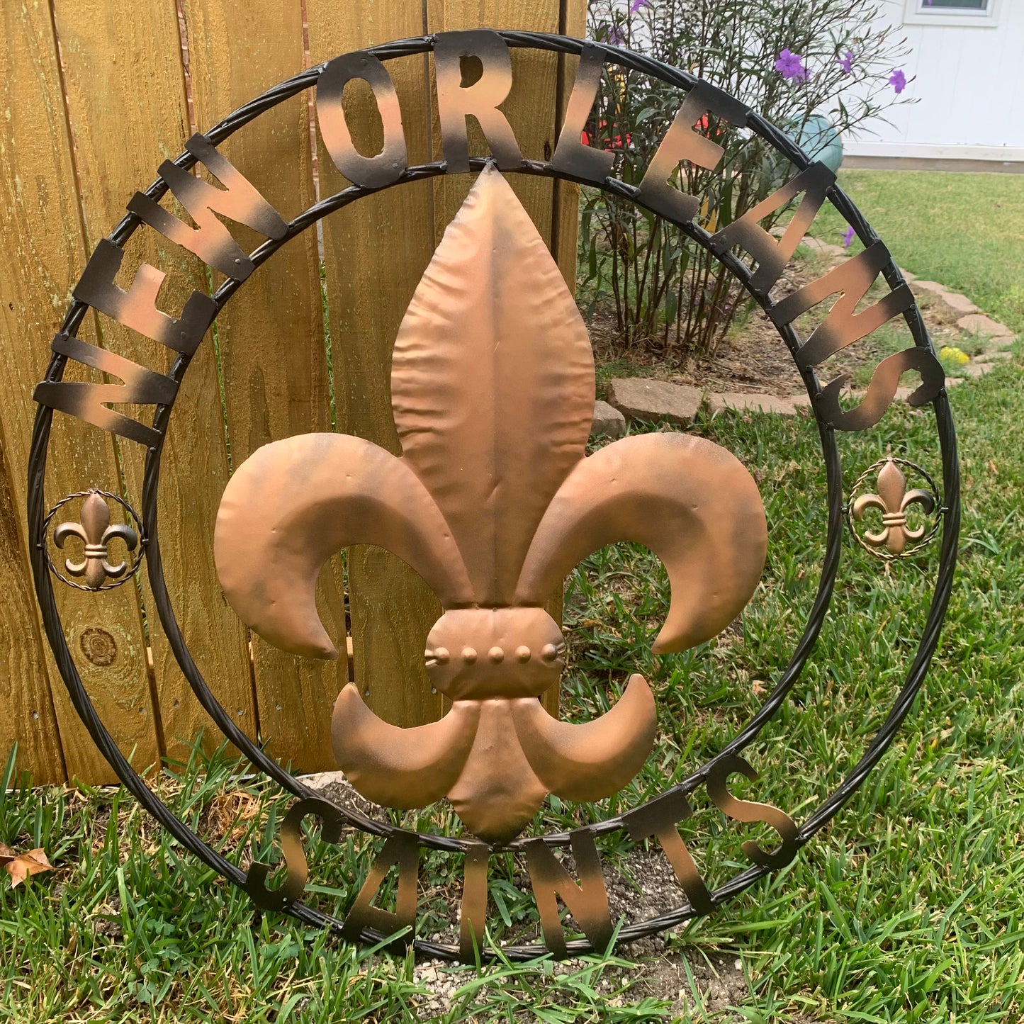 NEW ORLEANS SAINTS METAL SIGN WALL ART WESTERN HOME DECOR GOLD & BLACK HANDMADE #EH10272