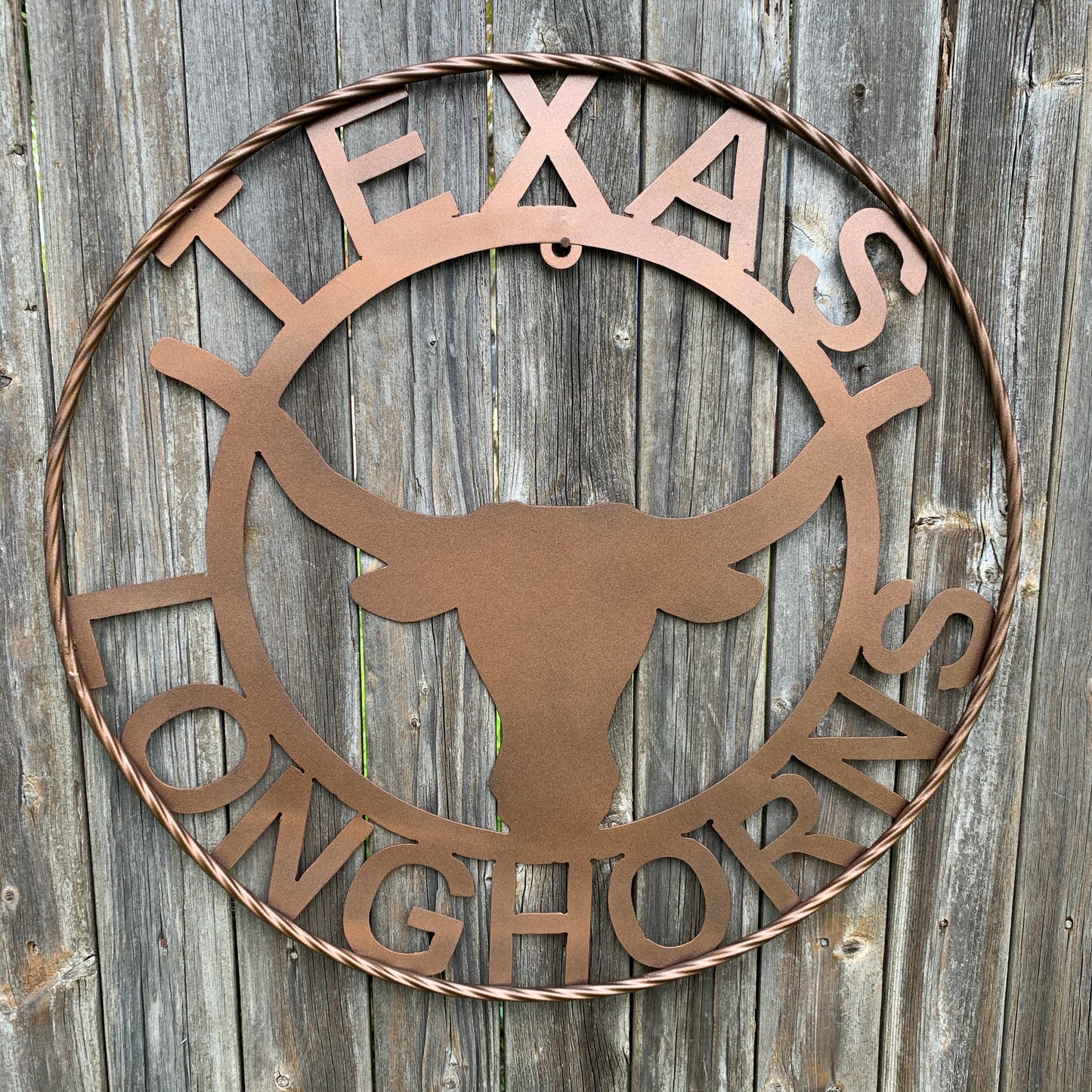 TEXAS LONGHORNS CUSTOM METAL VINTAGE CRAFT SIGN TEAM ART WESTERN HOME DECOR RUSTIC BRONZE #EH12552 12",18",24",36",50"