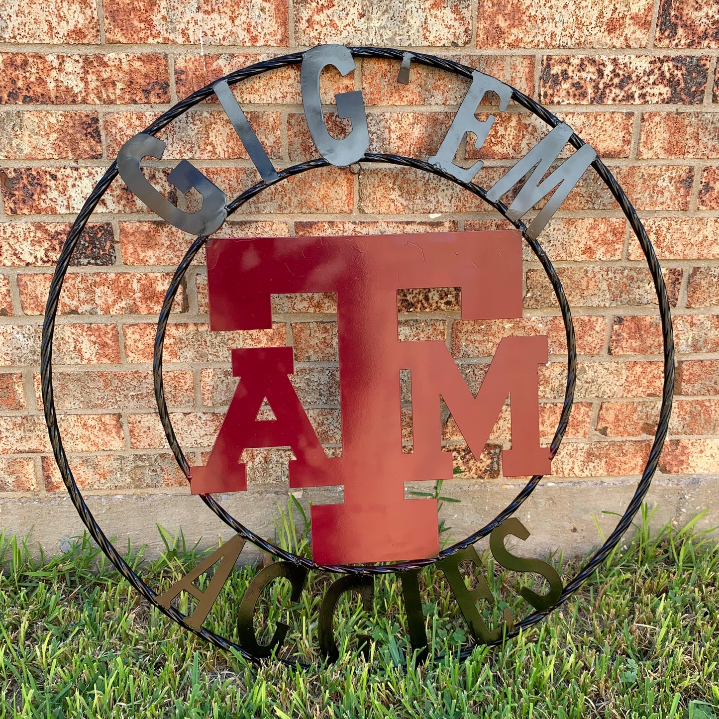 GIGEM AGGIES CUSTOM METAL VINTAGE CRAFT SIGN TEAM WESTERN HOME DECOR HANDMADE
