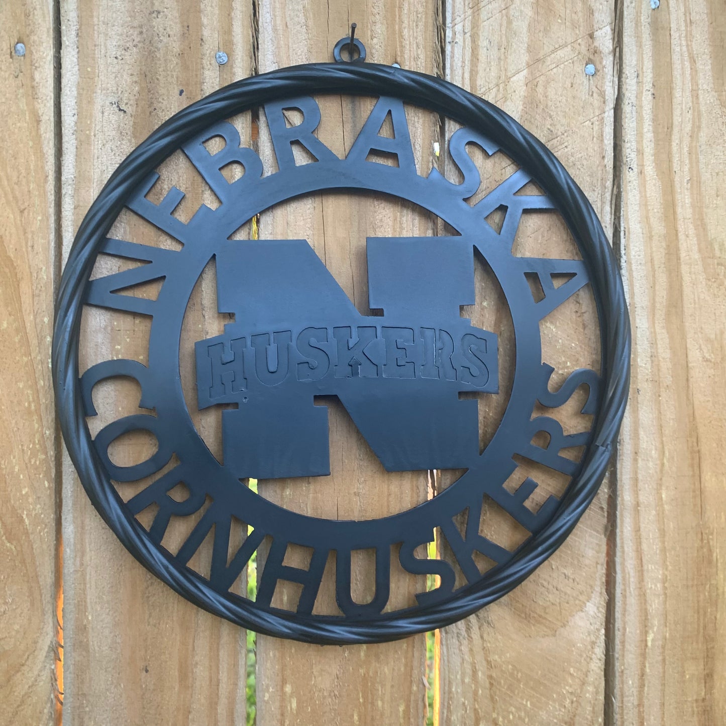 12" NEBRASKA HUSKERS BLACK METAL CUSTOM VINTAGE CRAFT TEAM SIGN