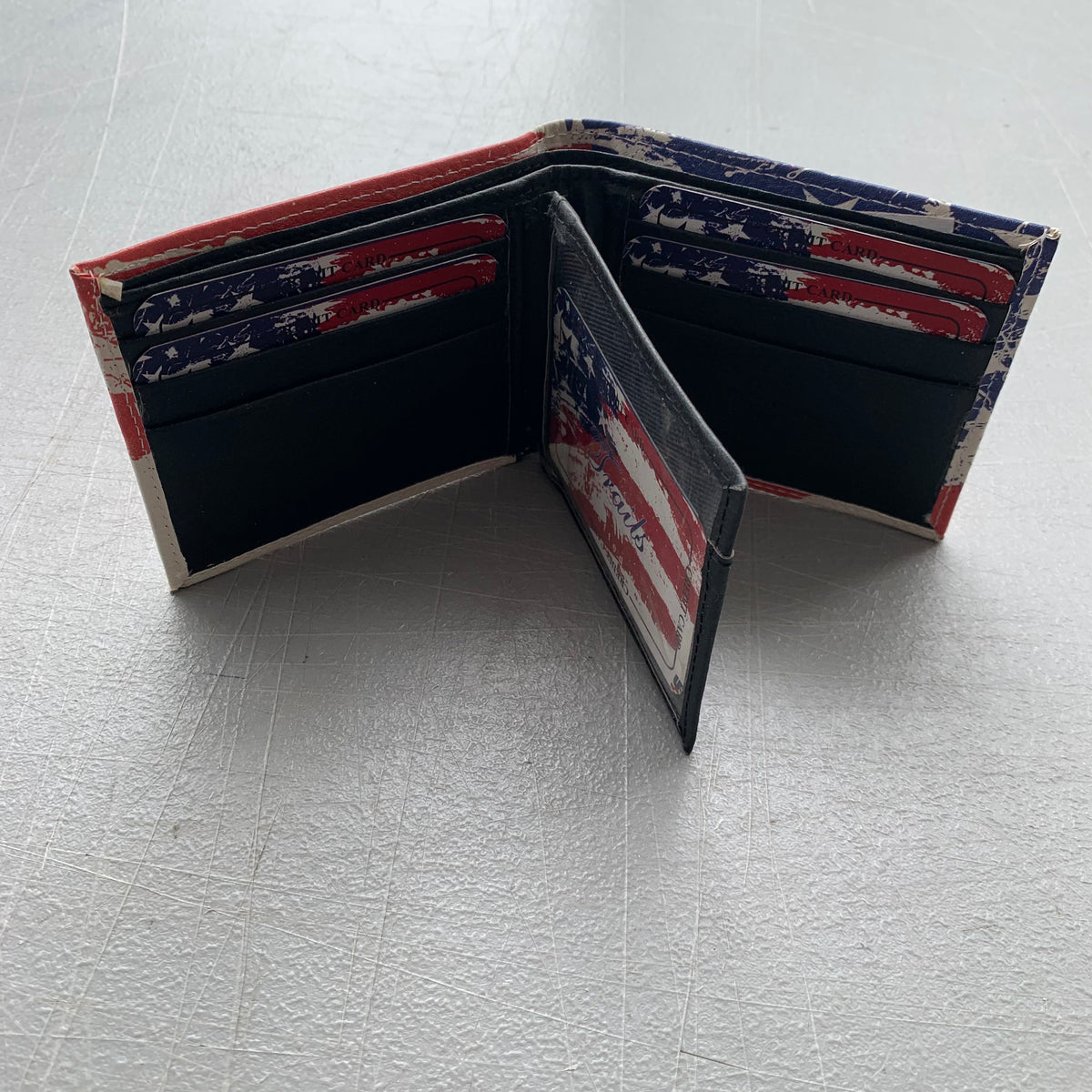 5" USA FLAG RED WHITE BLUE WALLET LEATHER BIFOLD WALLET NEW