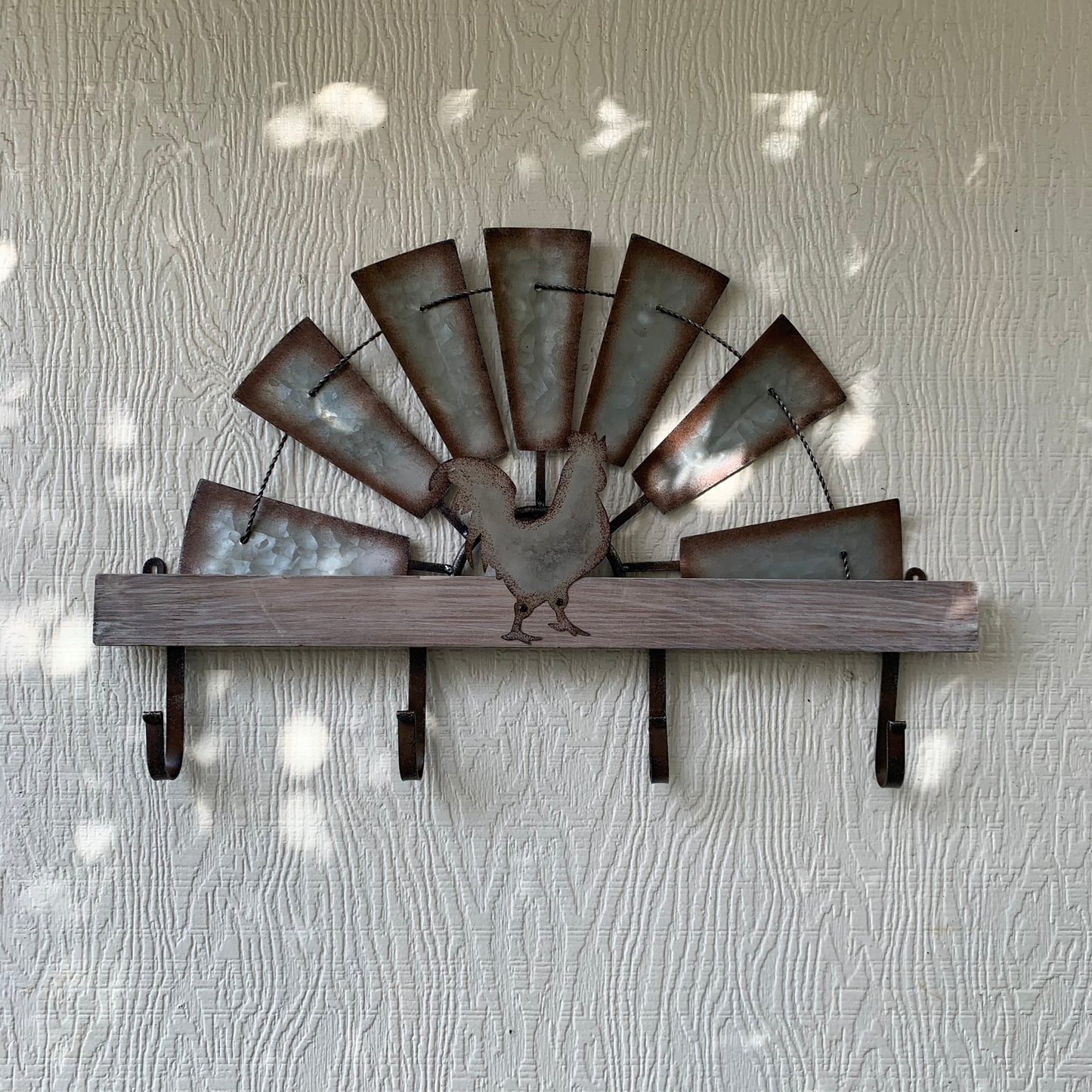 24" GALVANIZED HALF WINDMILL WESTERN KEY HOLDER HOOK WALL ART METAL WESTERN HOME DECOR NEW