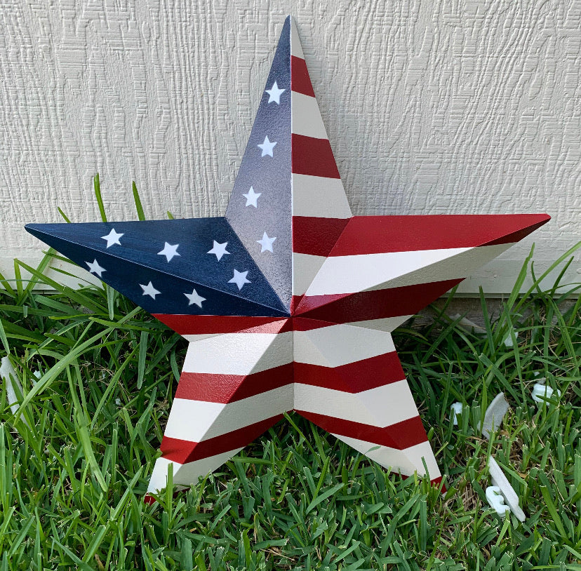 AMERICANA USA FLAG BARN STAR RED WHT BLUE STAR HANDMADE 12",24",36" #EH13297