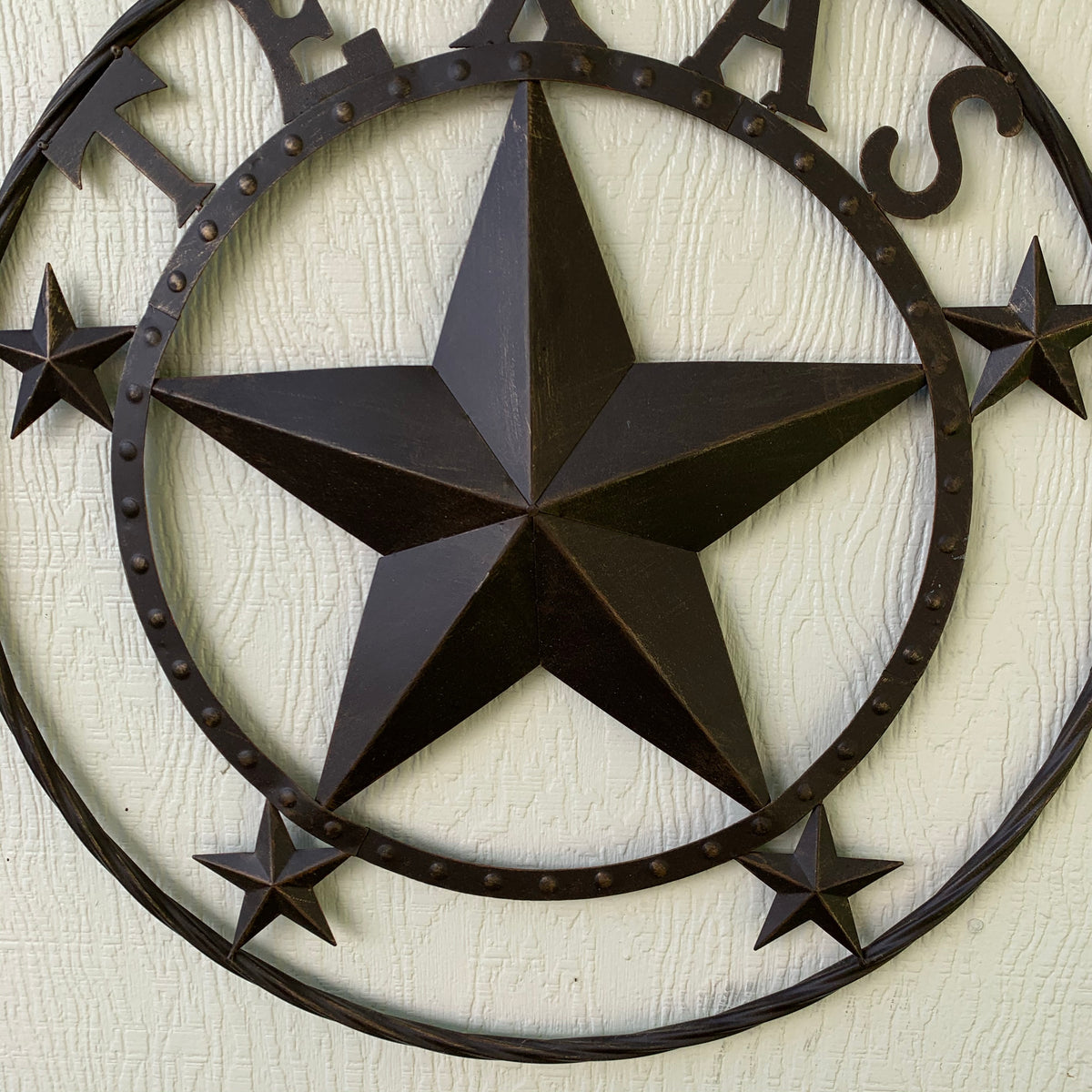 24" TEXAS BEADED COLIBROX BARN STAR METAL LONE STAR WESTERN HOME DECOR HANDMADE RUSTIC BRONZE COPPER NEW