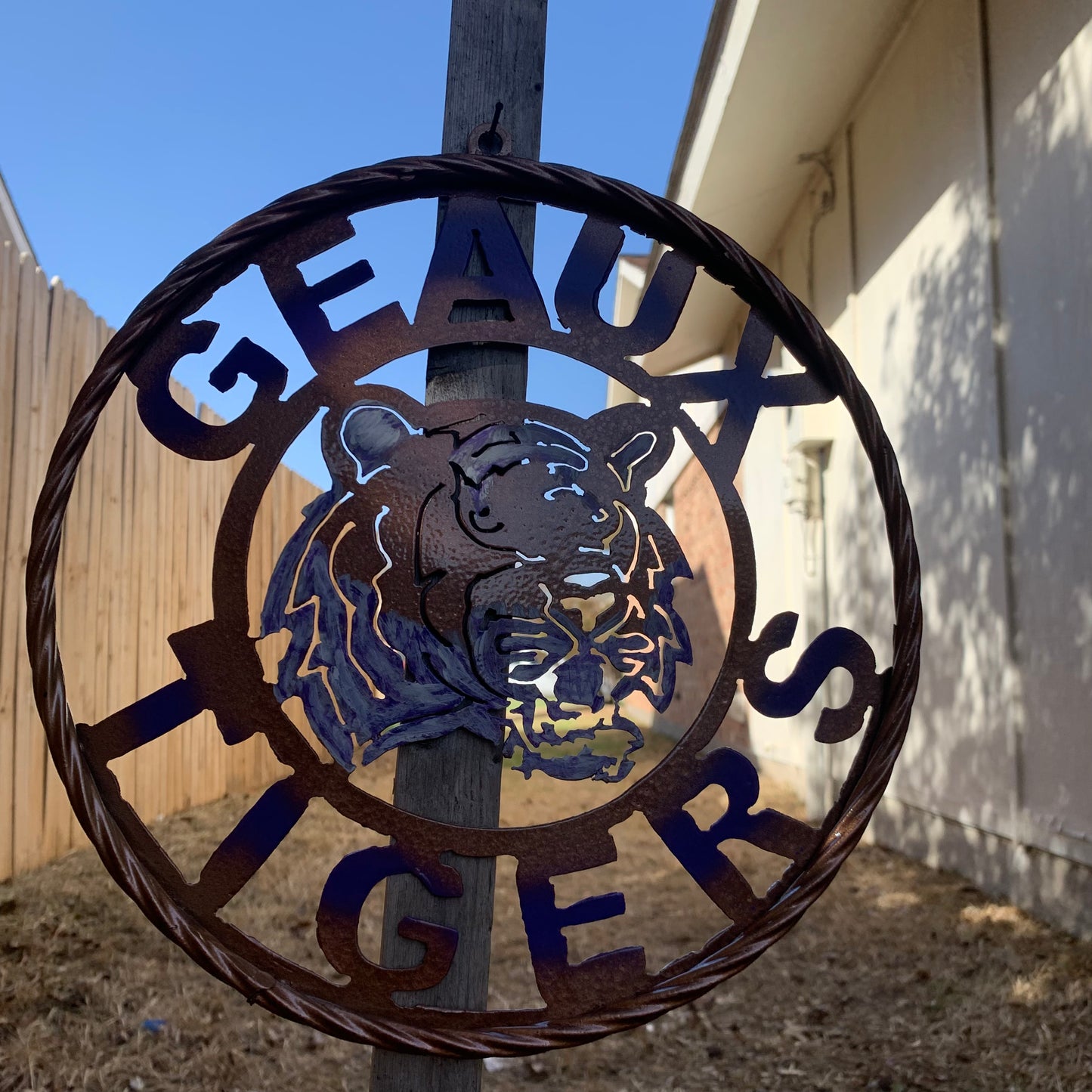 12",18",24",32" GEAUX TIGERS CUSTOM VINTAGE METAL CRAFT TEAM WALL ART HANDMADE