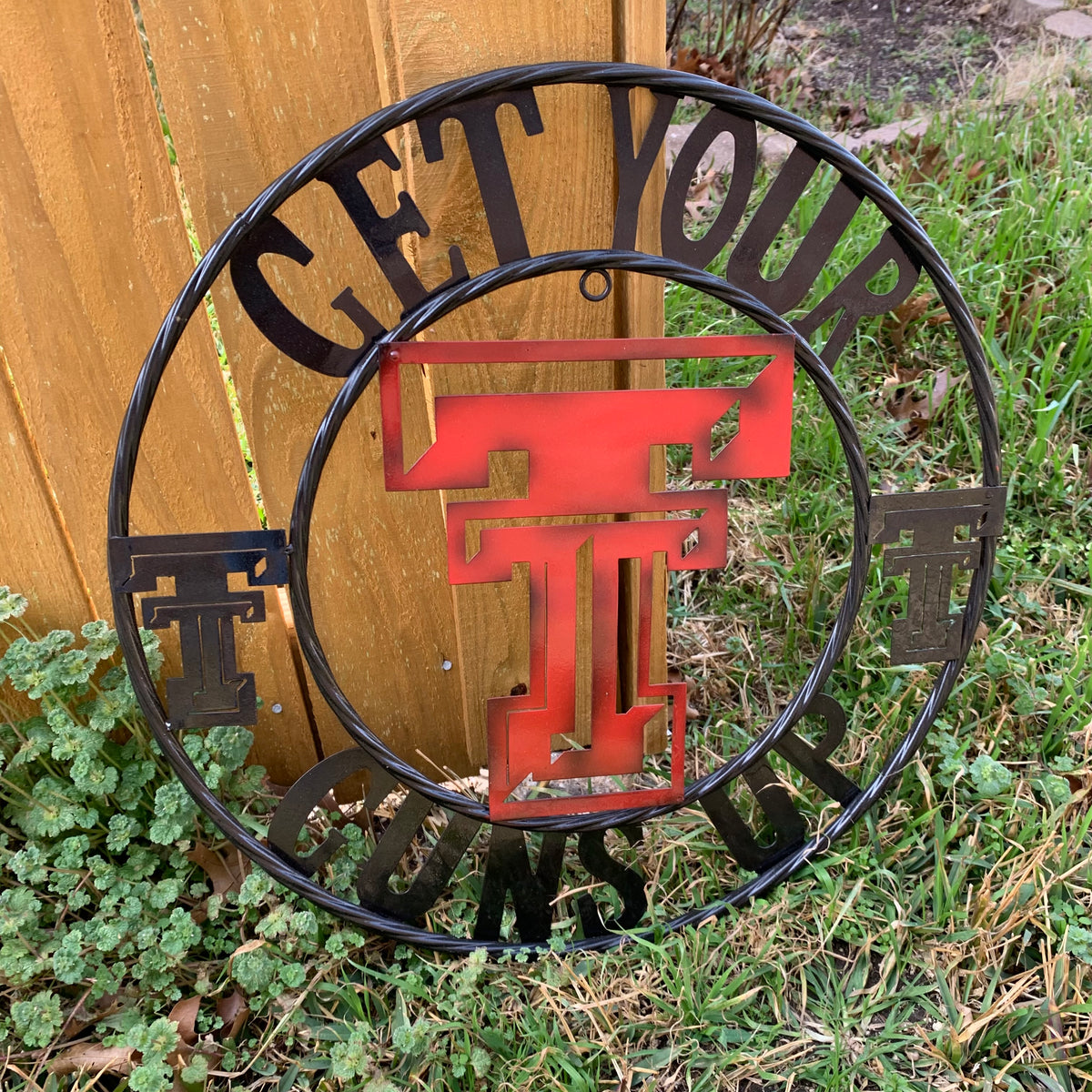 12", 18", 24", 32" GET YOUR GUNS UP TEXAS TECH CUSTOM METAL VINTAGE CRAFT TEAM SIGN