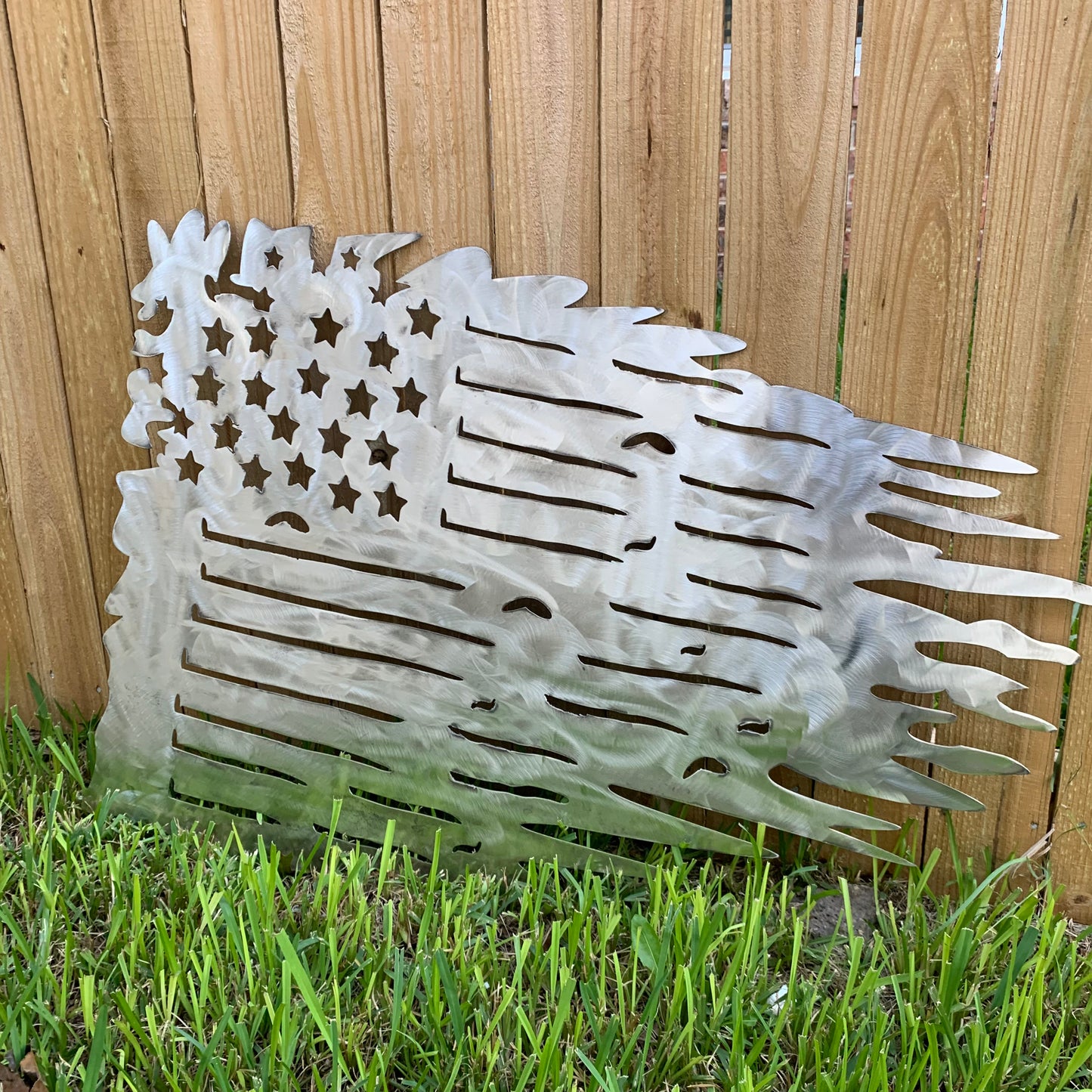 TATTERED USA AMERICAN FLAG RAW METAL LASERCUT HANDMADE WESTERN HOME DECOR BRAND NEW