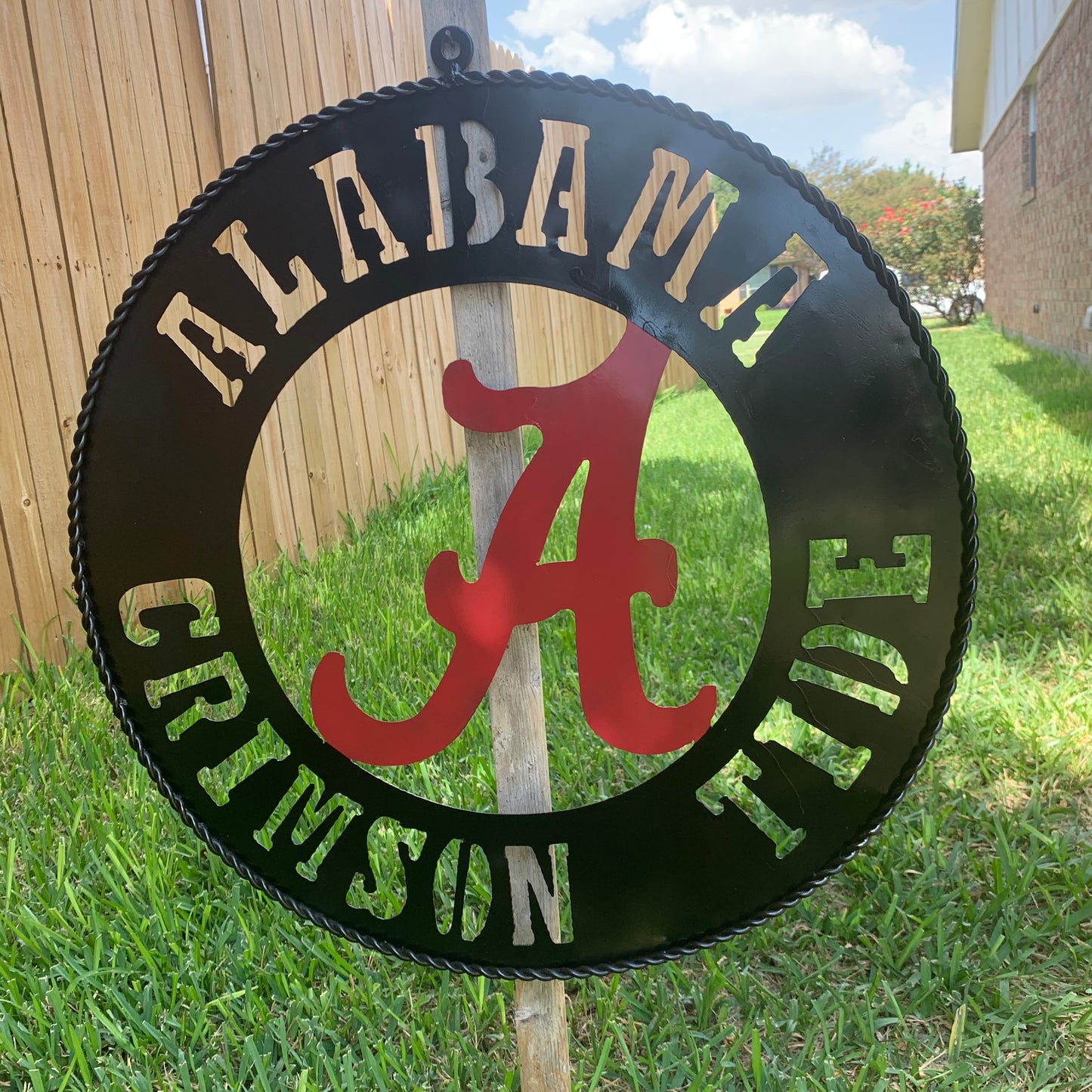 ALABAMA CRIMSON TIDE WIDE BAND RING CUSTOM METAL VINTAGE SIGN TEAM HANDMADE