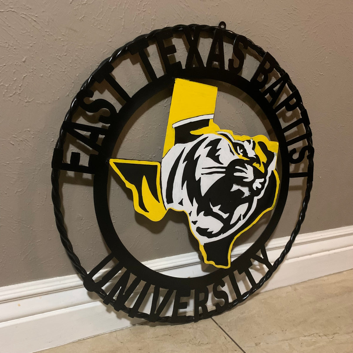 EAST TEXAS BAPTIST UNIVERSITY METAL CUSTOM VINTAGE CRAFT SIGN WALL ART TEAM HANDMADE