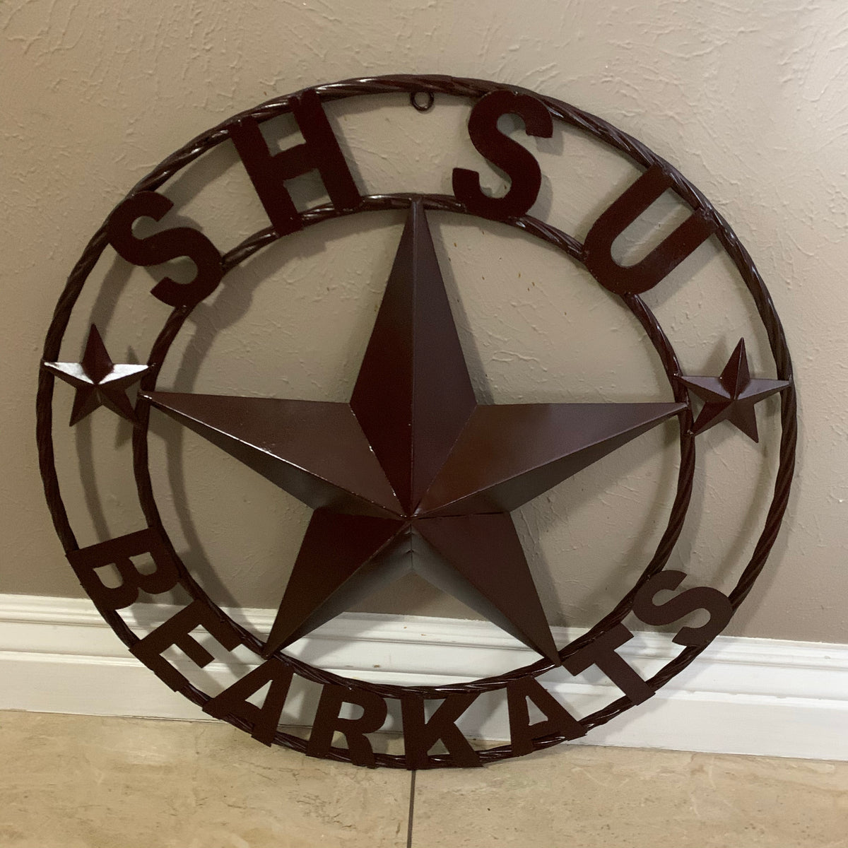 24",32" SHSU SAM HOUSTON BEARKATS RUSTIC DARK BROWN METAL CUSTOM VINTAGE CRAFT RUSTIC BROWN TEAM STAR HANDMADE