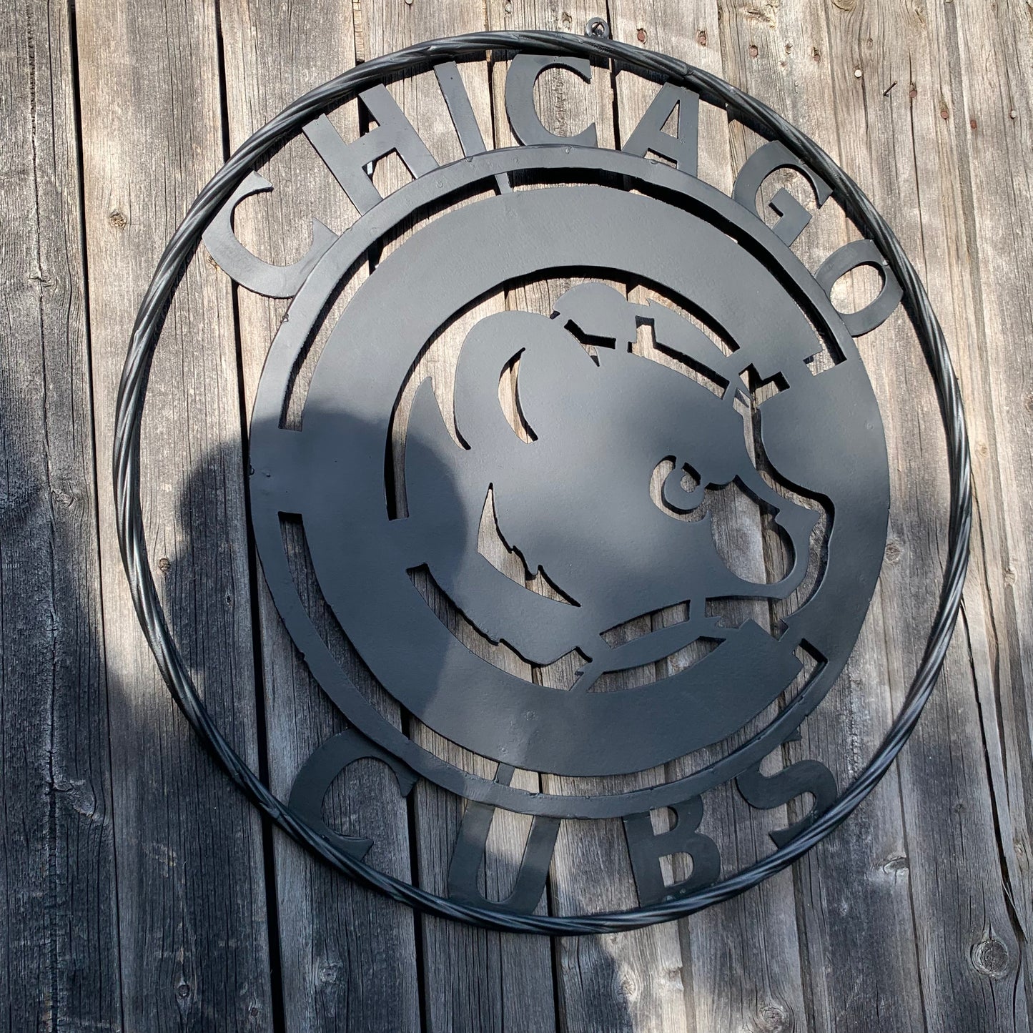 12", 18", 24", 32" CHICAGO CUBS CUSTOM BLACK & RAW METAL VINTAGE CRAFT TEAM SPORTS SIGN HANDMADE