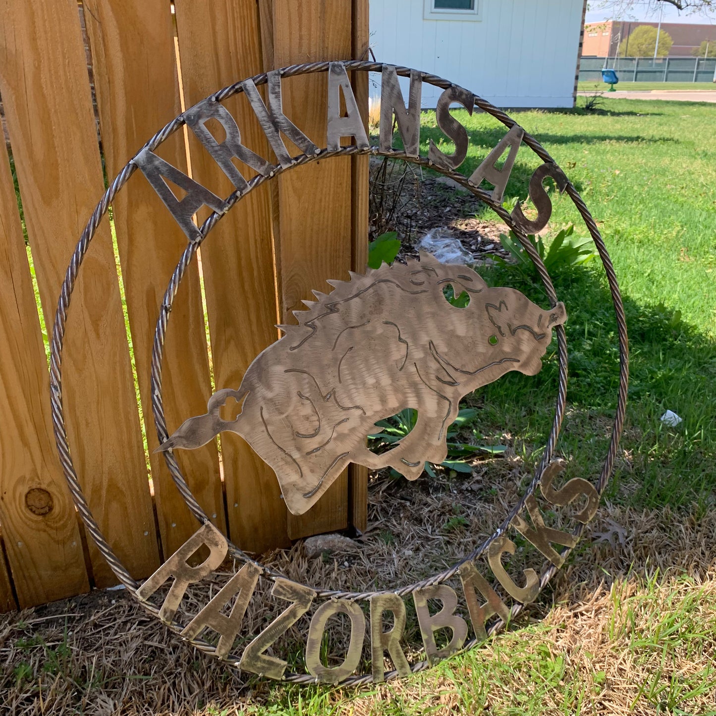 ARKANSAS RAZORBACKS CUSTOM RAW METAL VINTAGE CRAFT TEAM SIGN OFFICIAL LICENSED PRODUCT