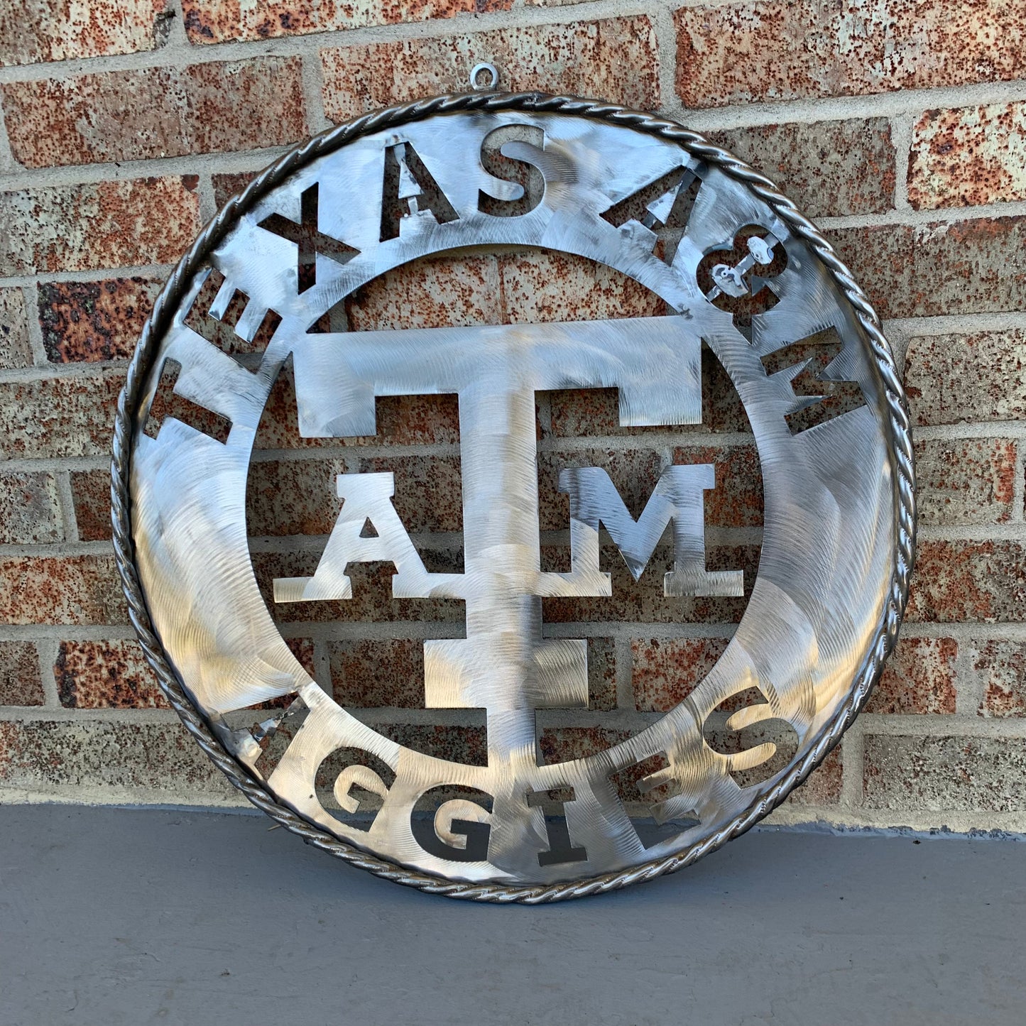 TEXAS A&M WIDE BAND RAW METAL CUSTOM VINTAGE CRAFT WALL ART TEAM SIGN HANDMADE