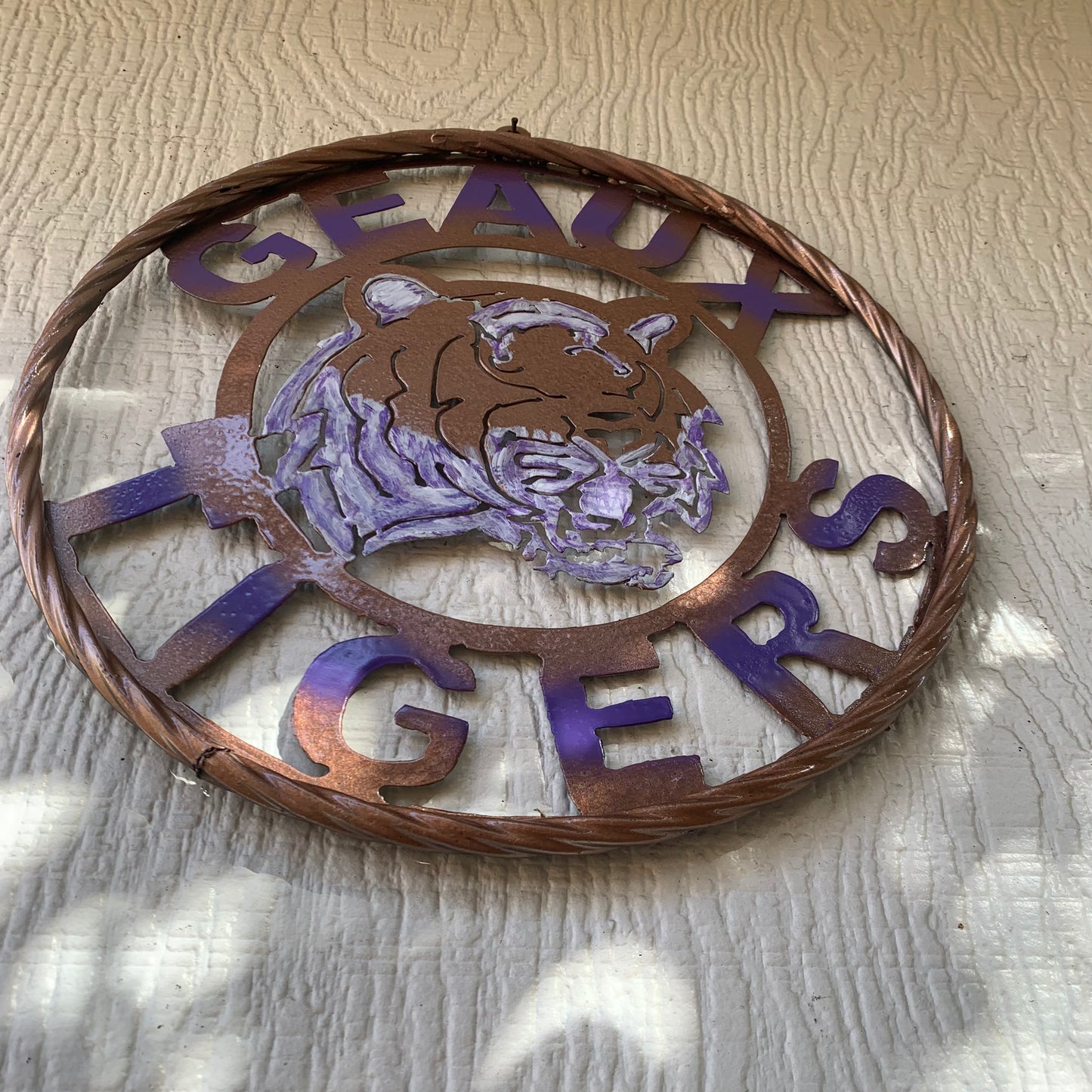 12",18",24",32" GEAUX TIGERS CUSTOM VINTAGE METAL CRAFT TEAM WALL ART HANDMADE