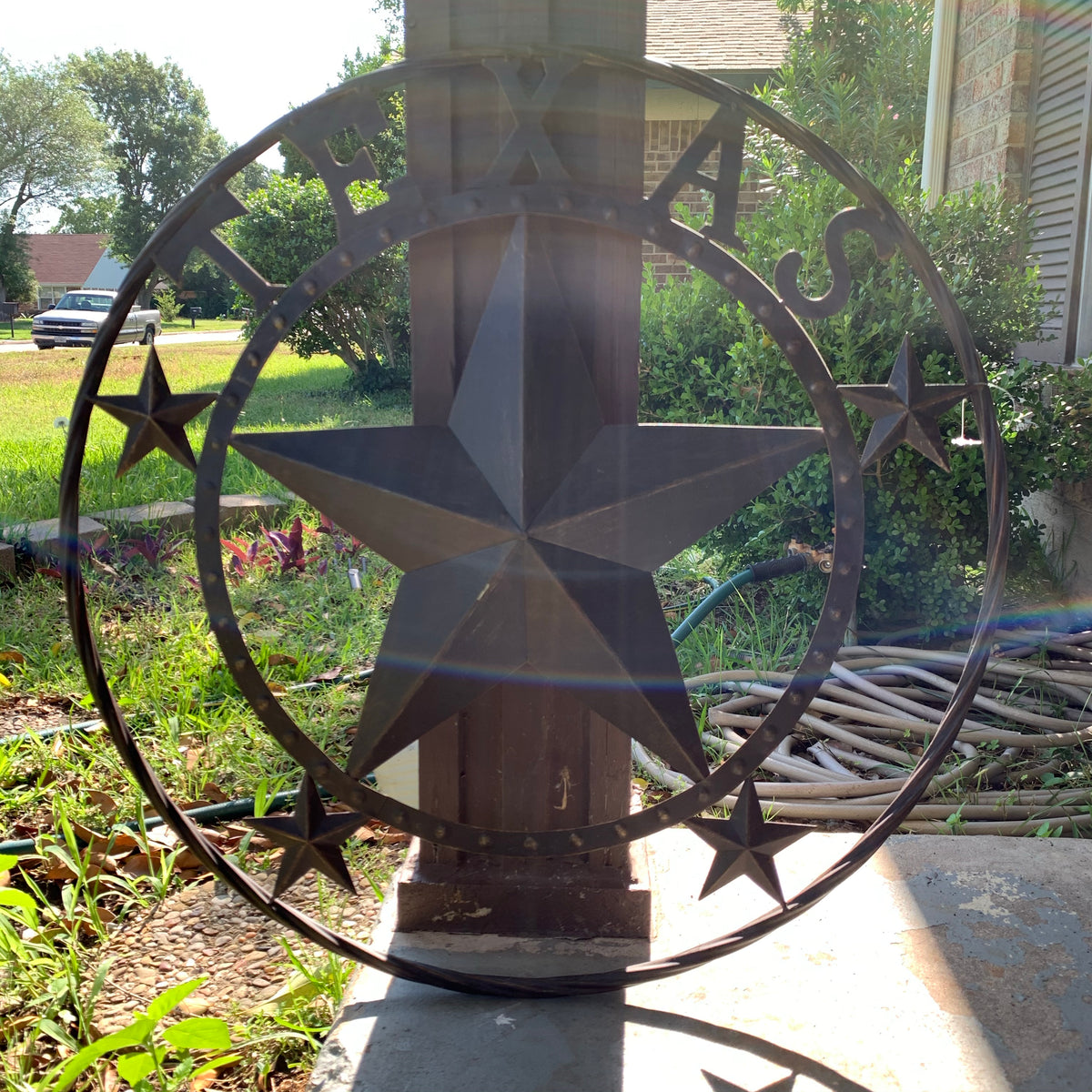 24" TEXAS BEADED COLIBROX BARN STAR METAL LONE STAR WESTERN HOME DECOR HANDMADE RUSTIC BRONZE COPPER NEW
