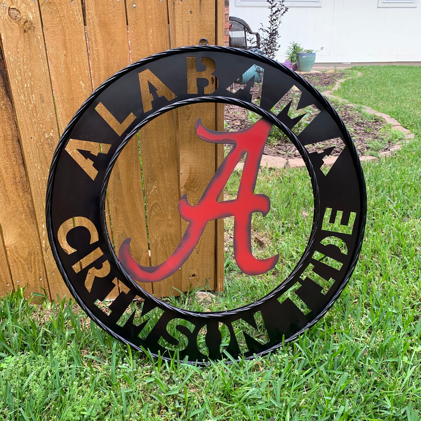 ALABAMA CRIMSON TIDE WIDE BAND RING CUSTOM METAL VINTAGE SIGN TEAM SPORTS HANDMADE