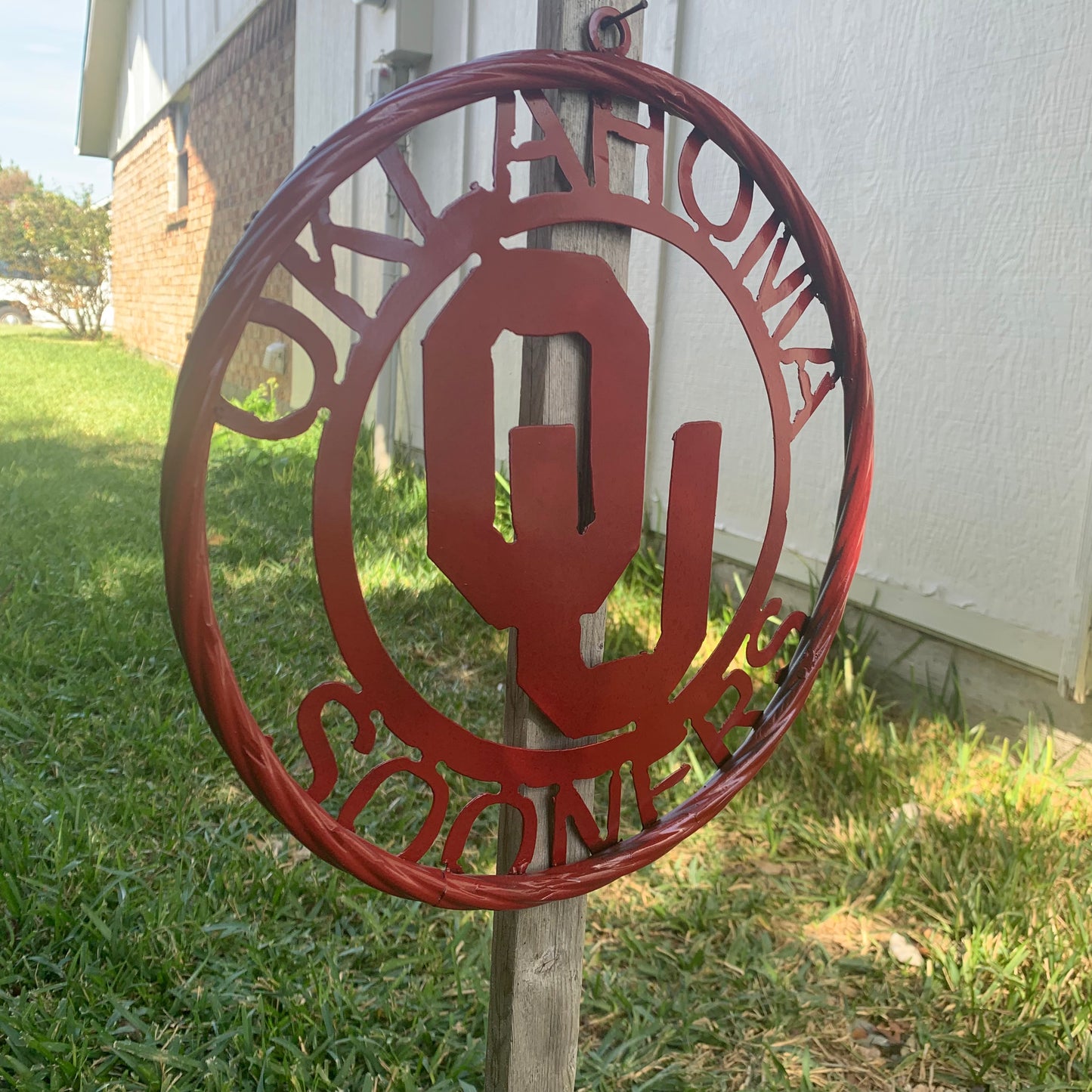 OU OKLAHOMA SOONERS RUSTIC RED METAL CUSTOM VINTAGE CRAFT WALL ART TEAM SIGN HANDMADE 12", 18", 24", 32"