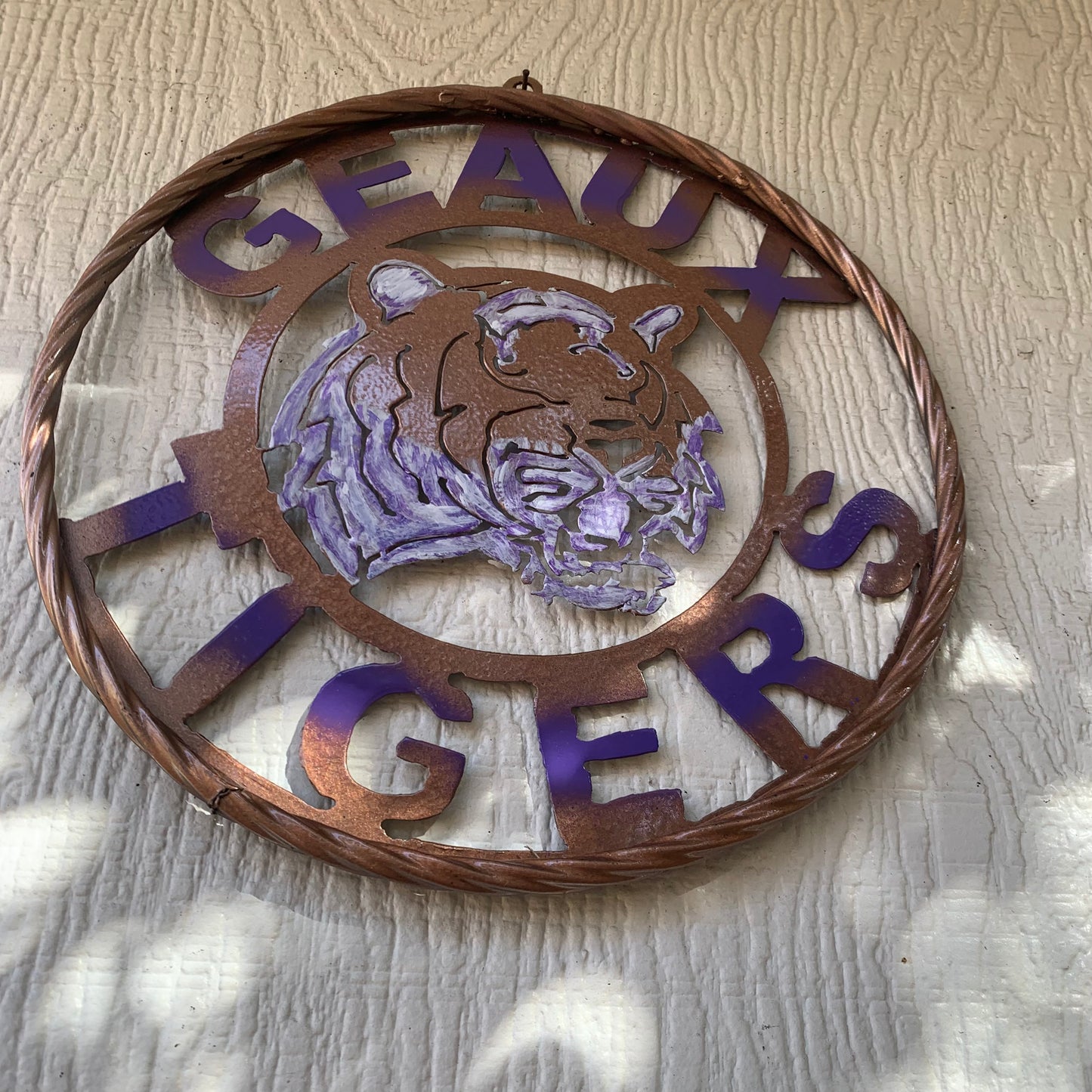 12",18",24",32" GEAUX TIGERS CUSTOM VINTAGE METAL CRAFT TEAM WALL ART HANDMADE