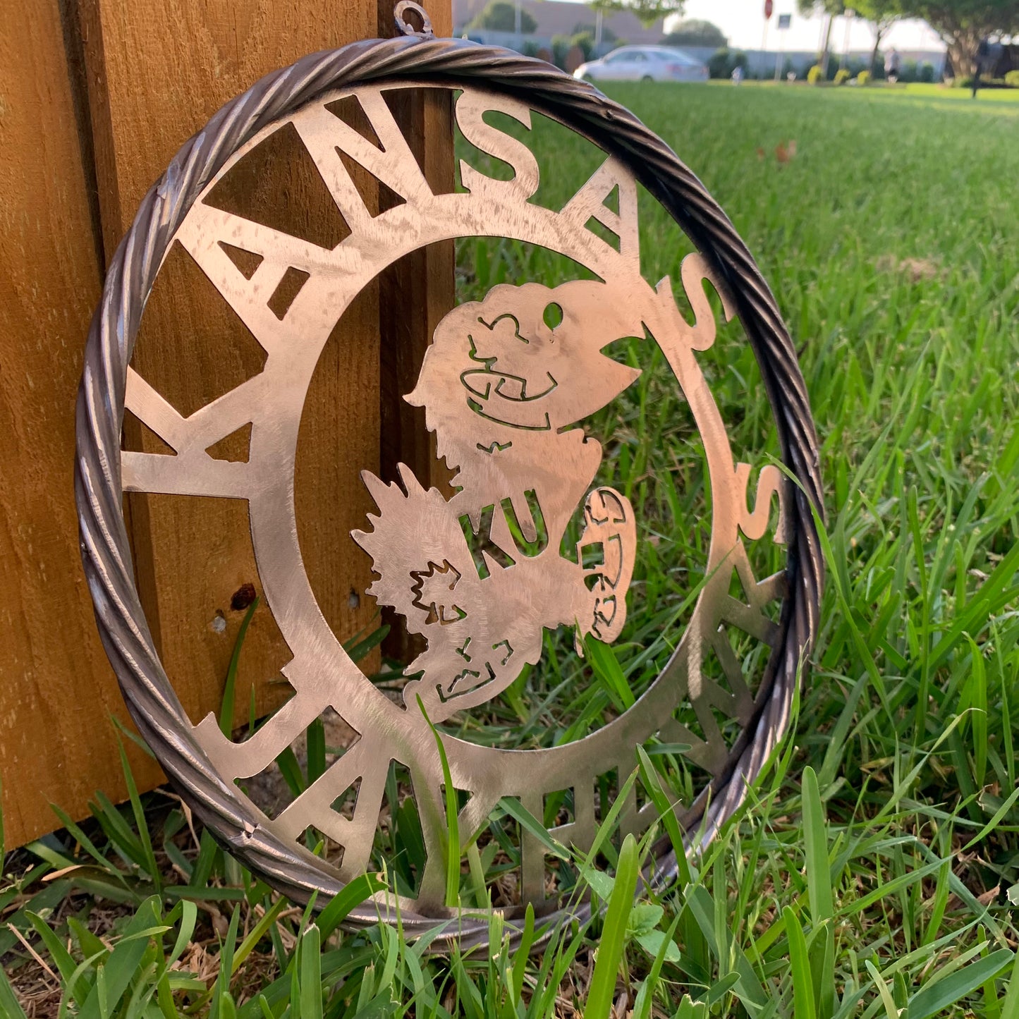 KANSAS JAYHAWKS RAW METAL CUSTOM VINTAGE CRAFT WALL ART TEAM SIGN HANDMADE