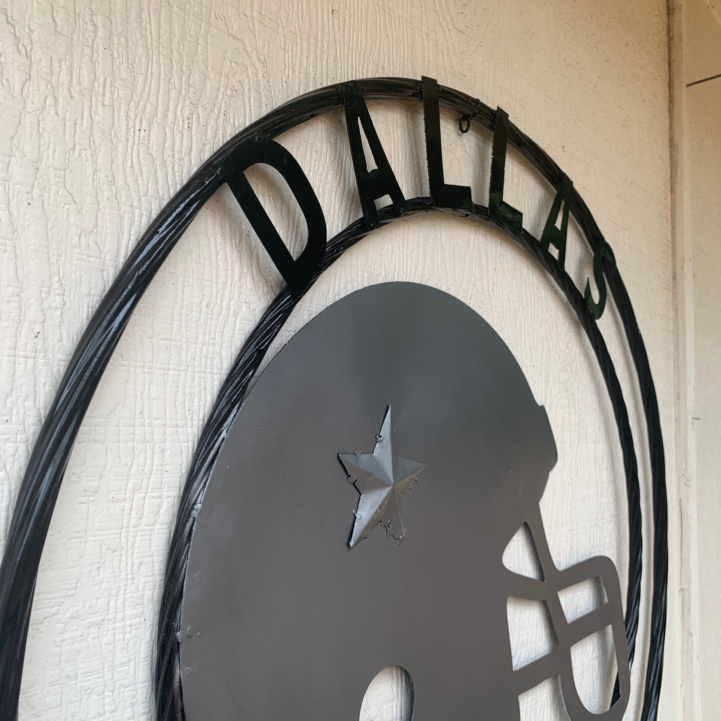 24", 32",36" DALLAS COWBOYS HELMET SIGN SILVER & BLACK CUSTOM METAL VINTAGE CRAFT TEAM SIGN HANDMADE