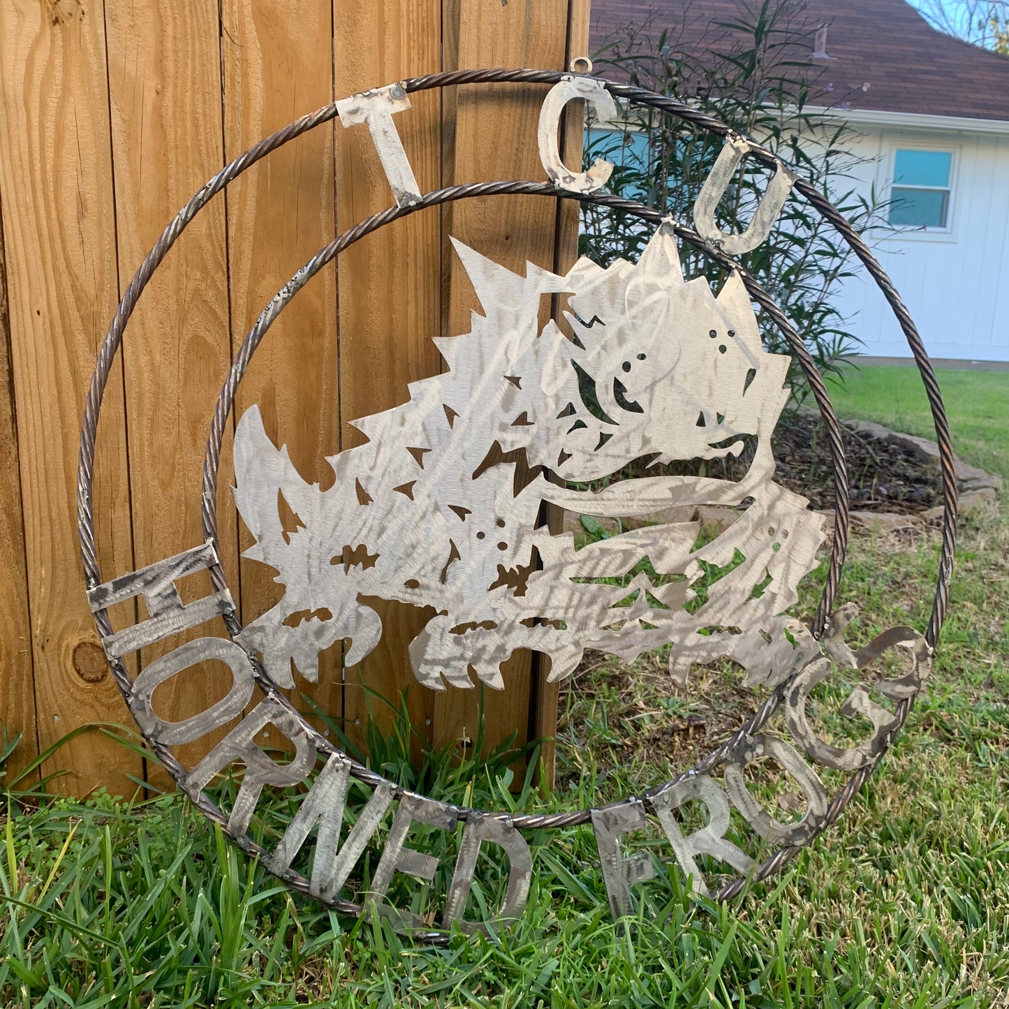 18",24",32" TCU HORNED FROGS RAW METAL CUSTOM VINTAGE CRAFT TEAM SIGN HANDMADE