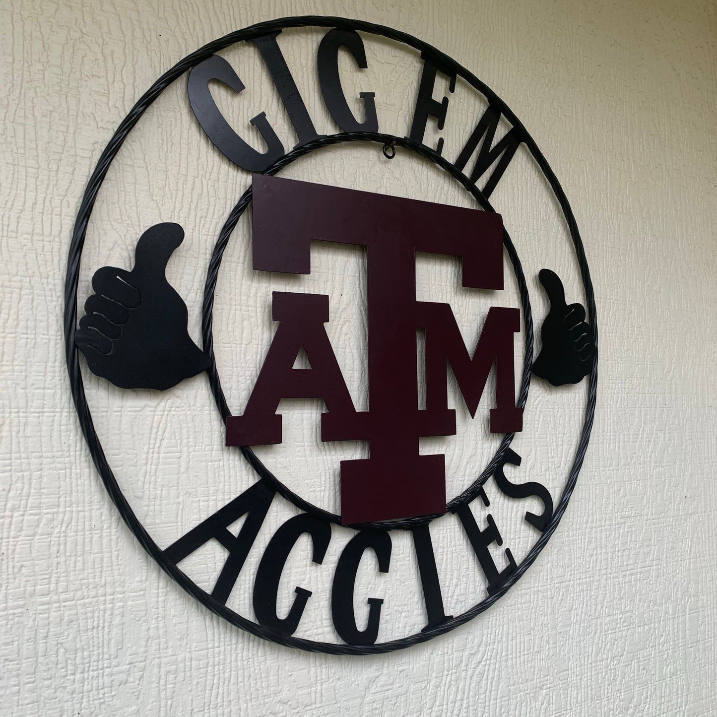 GIGEM AGGIES TEXAS A&M CUSTOM METAL VINTAGE CRAFT TEAM SIGN WESTERN HOME DECOR HANDMADE