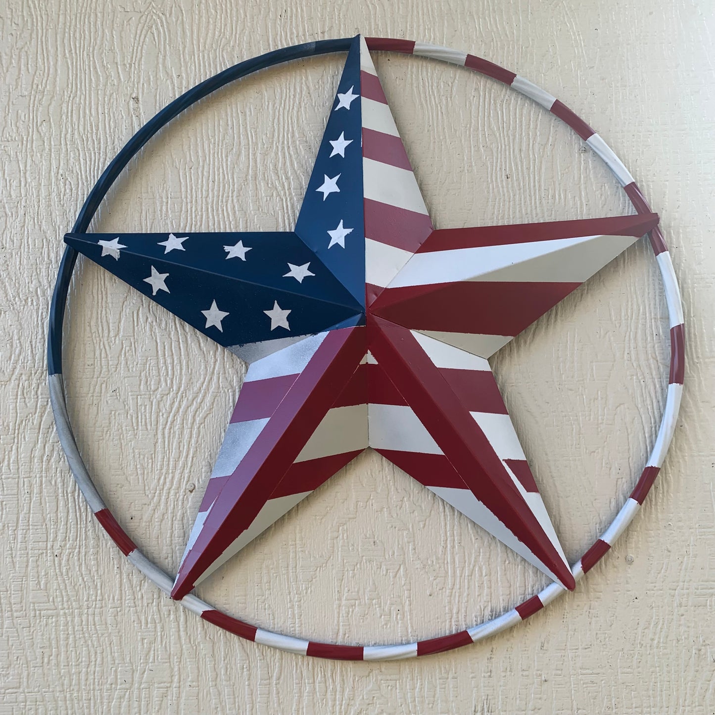 PEACE STAR SIGN METAL RED WHT BLUE STAR WESTERN HOME DECOR HANDMADE 12",16",24",32"36",38",40",48"
